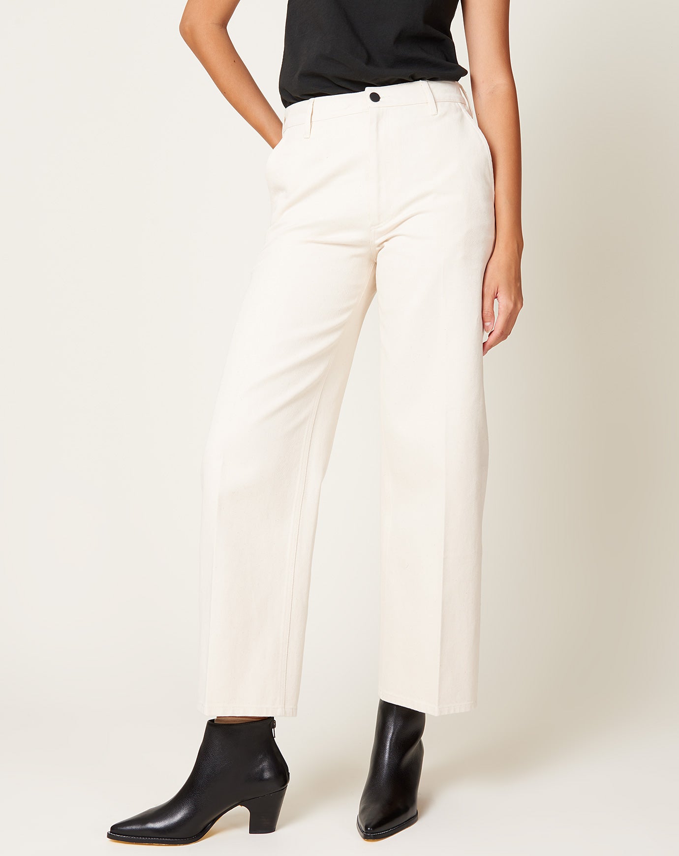 Kallmeyer Wide Leg Column Jeans in Ecru