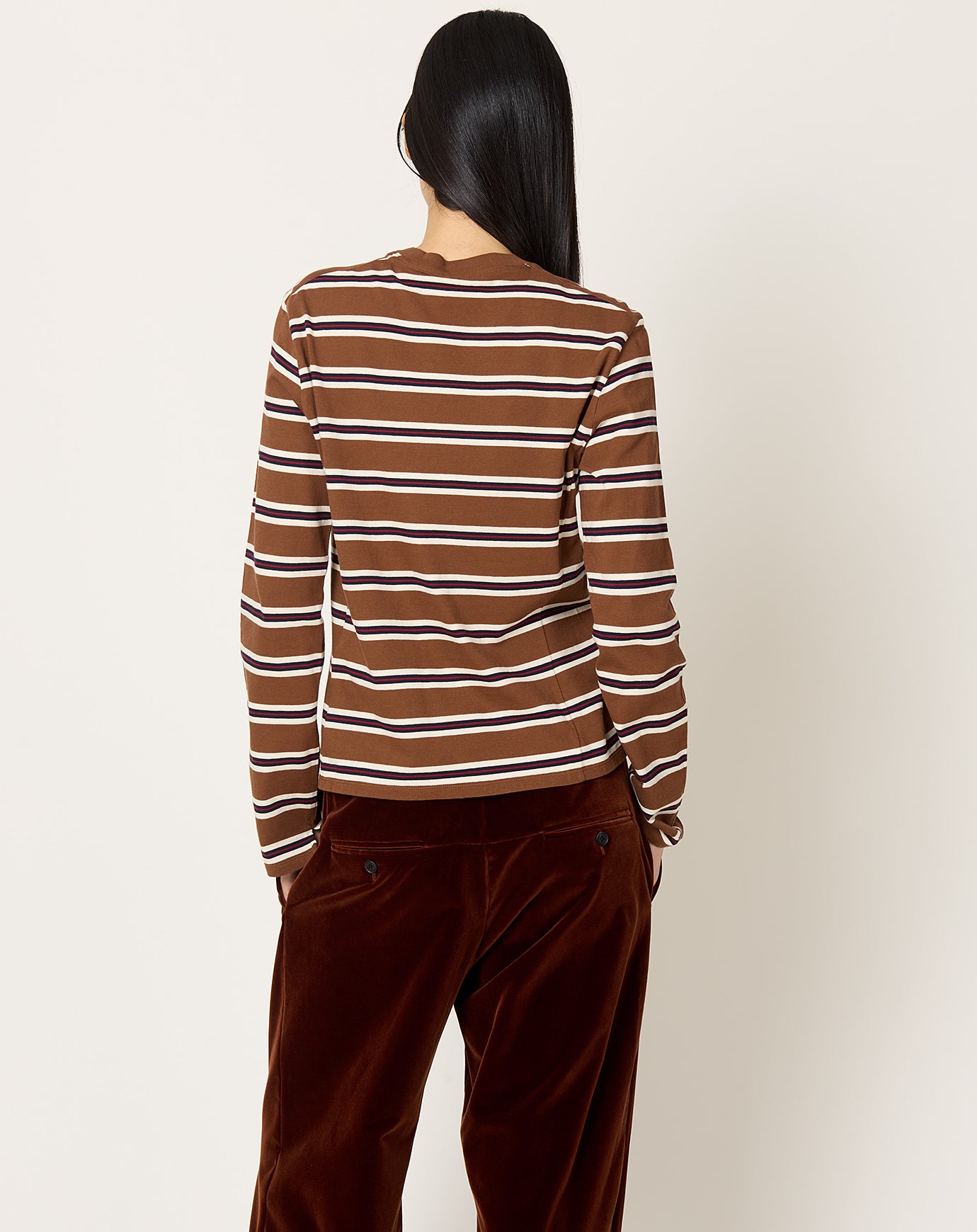 Kallmeyer Wynn Long Sleeve T Shirt in Rust Multi Stripe
