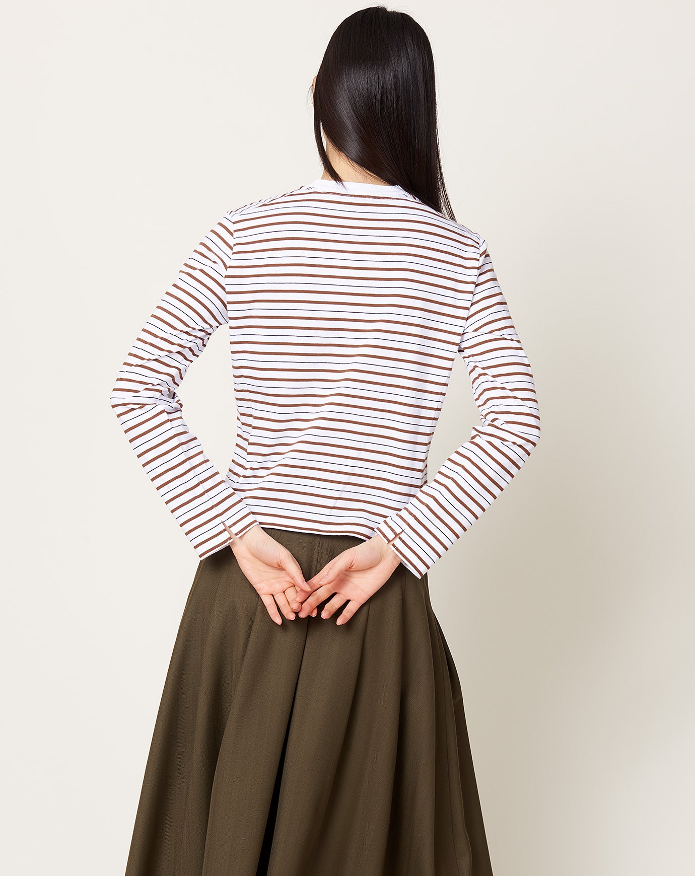 Kallmeyer Wynn Long Sleeve T Shirt in Espresso Stripe