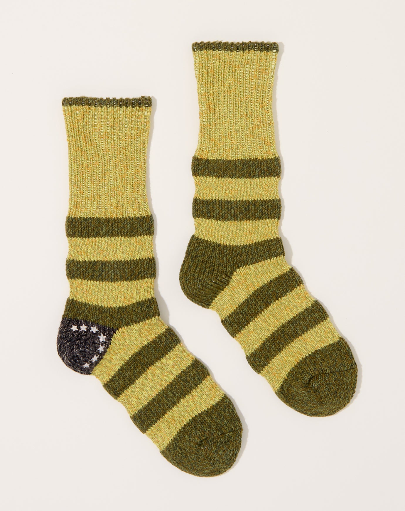 Kapital 56 Yarns Flag Stripe Socks in Khaki