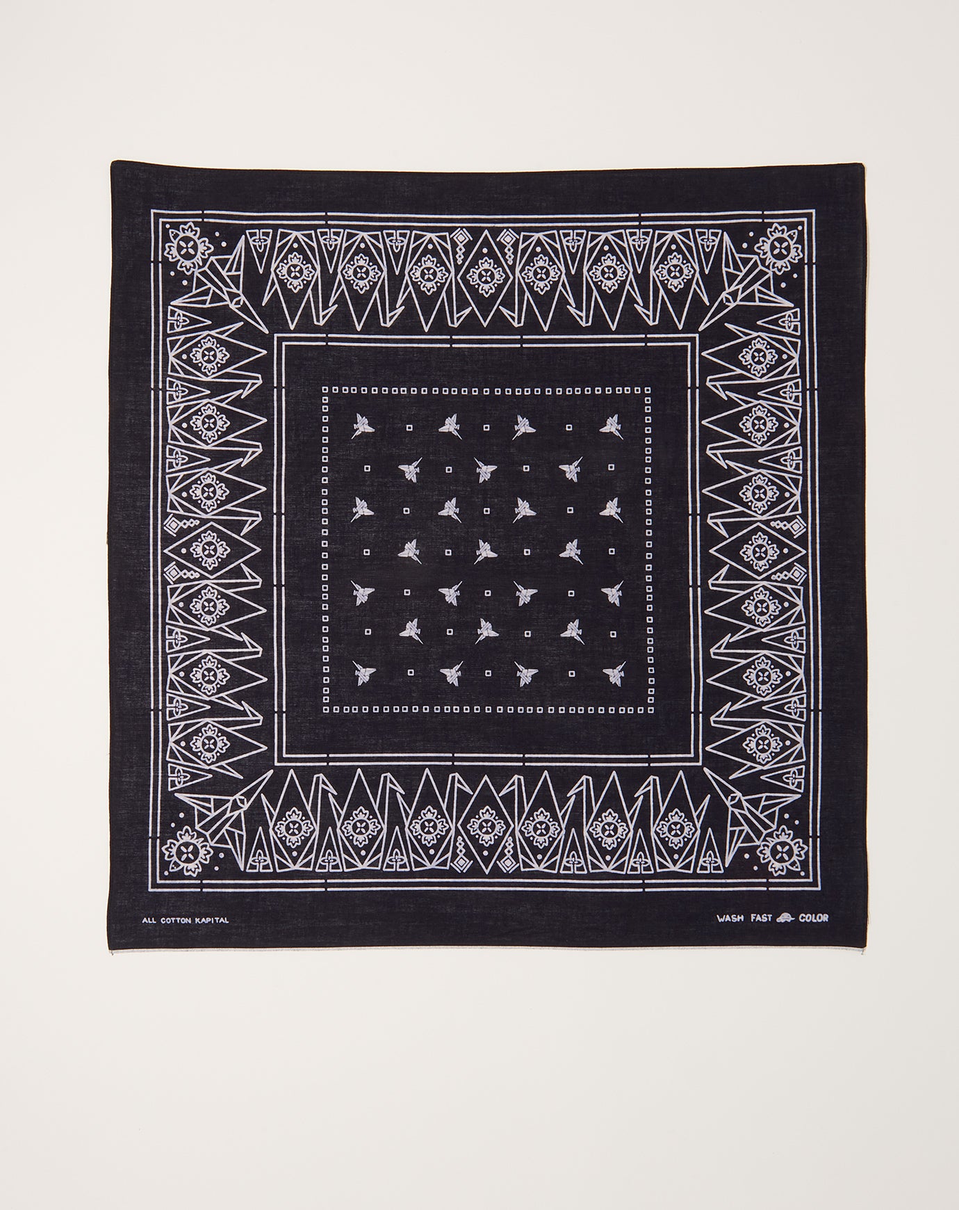 Kapital Fastcolor Selvedge Bandanna (ORIGAMI) in Black
