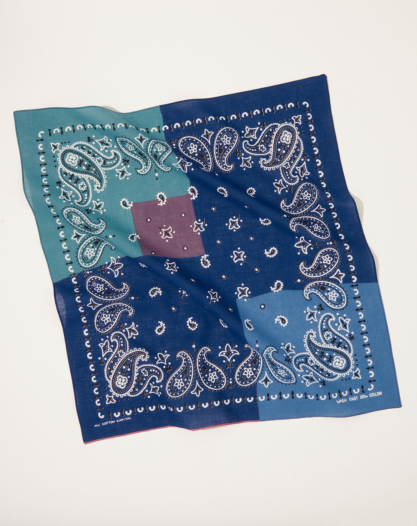 Kapital Fastcolor Selvedge Bandana (PaisleyPatchwork) in Navy