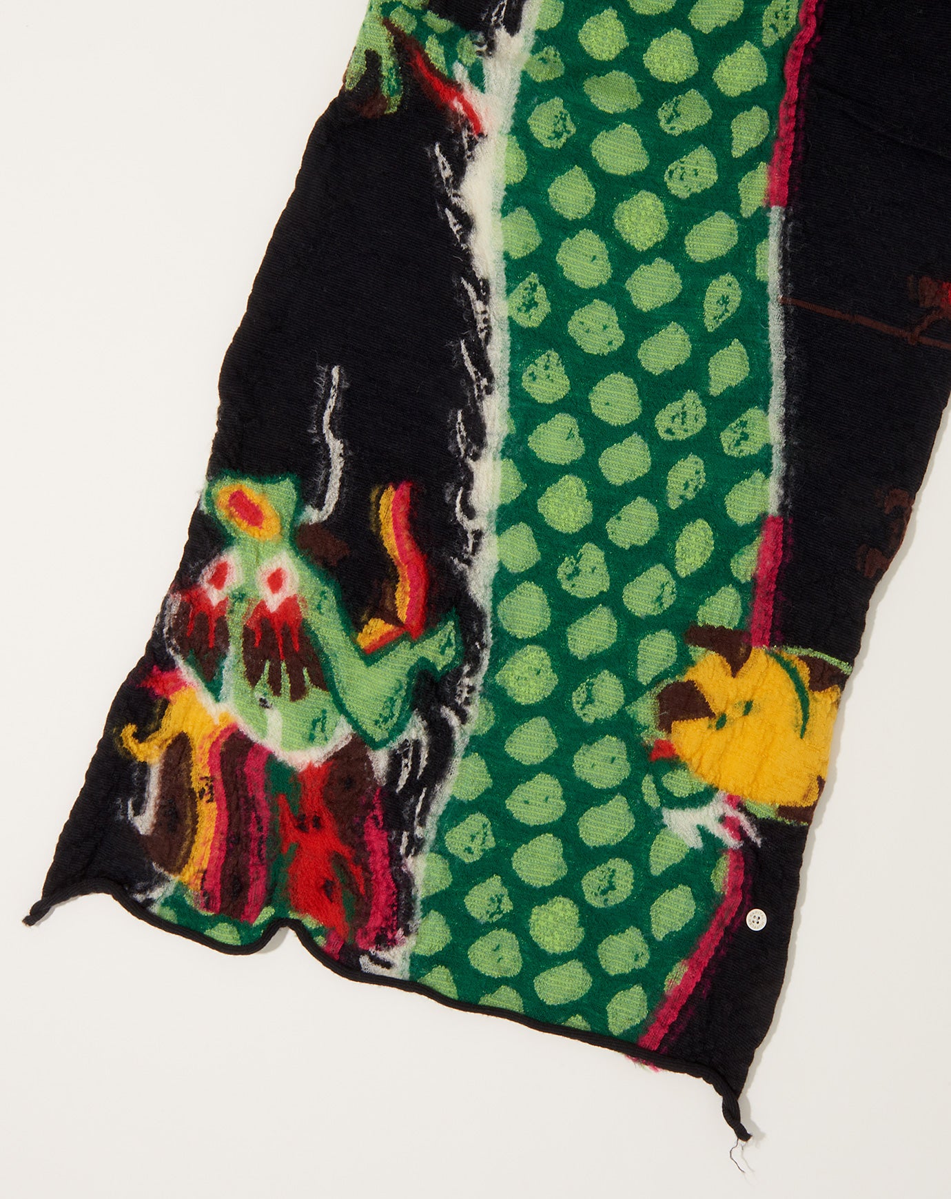 Kapital Fulling Wool HAPPY Scarf DRAGON DANCE & RAINBOW in Black