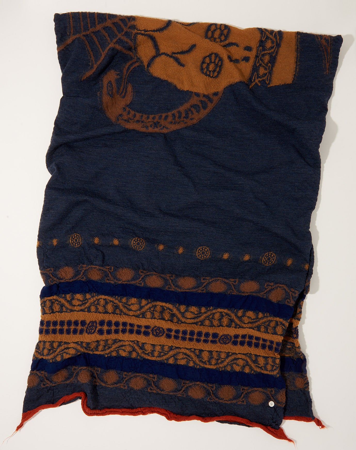 Kapital Fulling Wool Scarf COPTIC SKULL in Navy