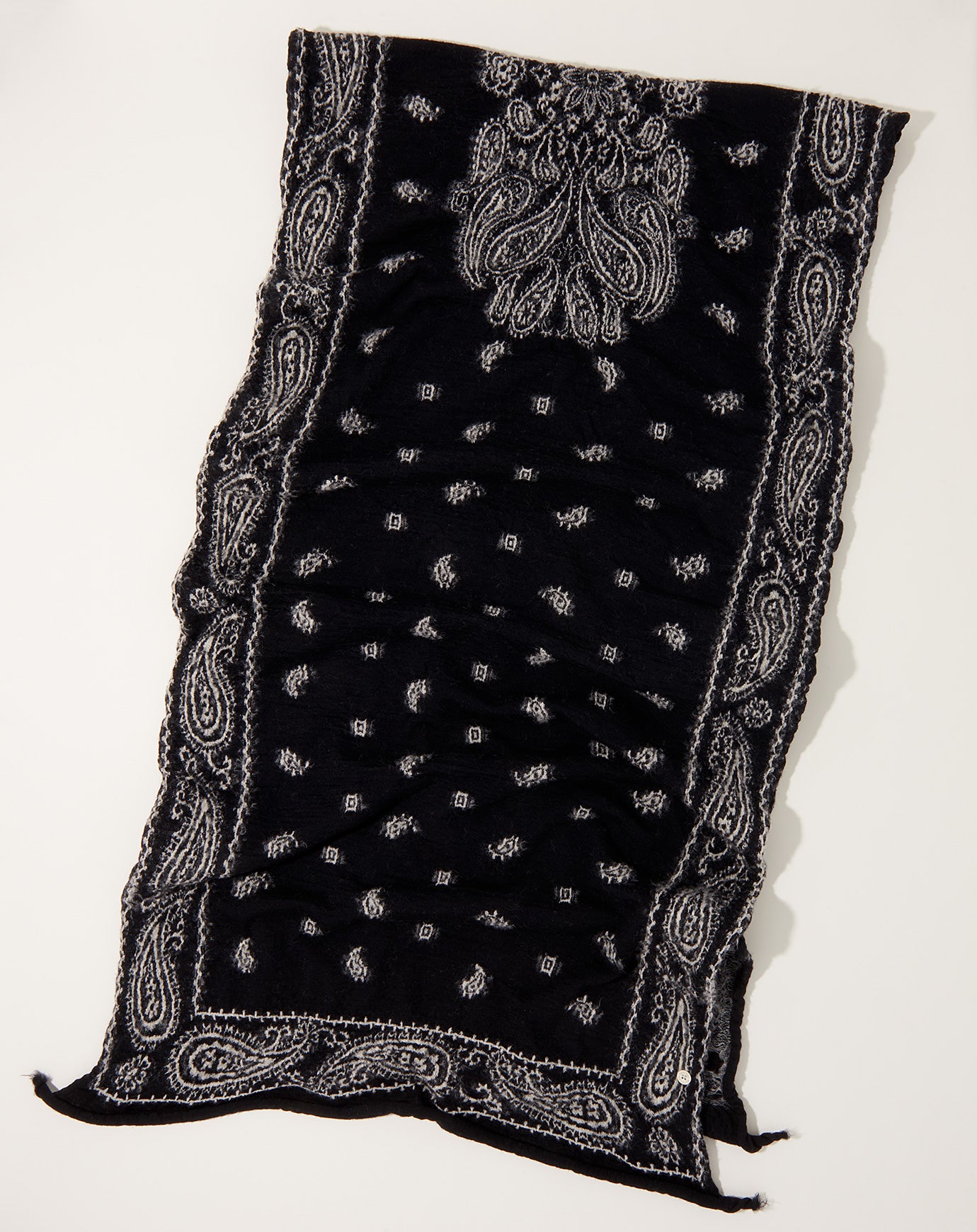 Kapital Fulling Wool Scarf PAISLEY BANDANA in Black