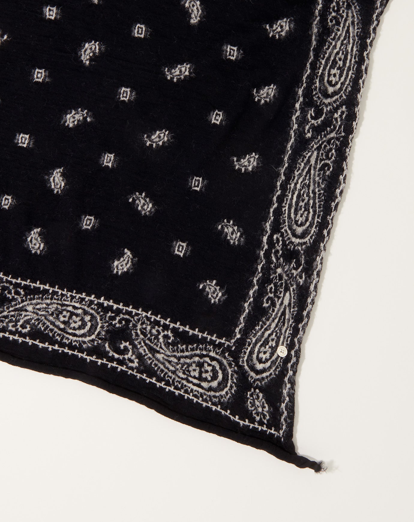 Kapital Fulling Wool Scarf PAISLEY BANDANA in Black