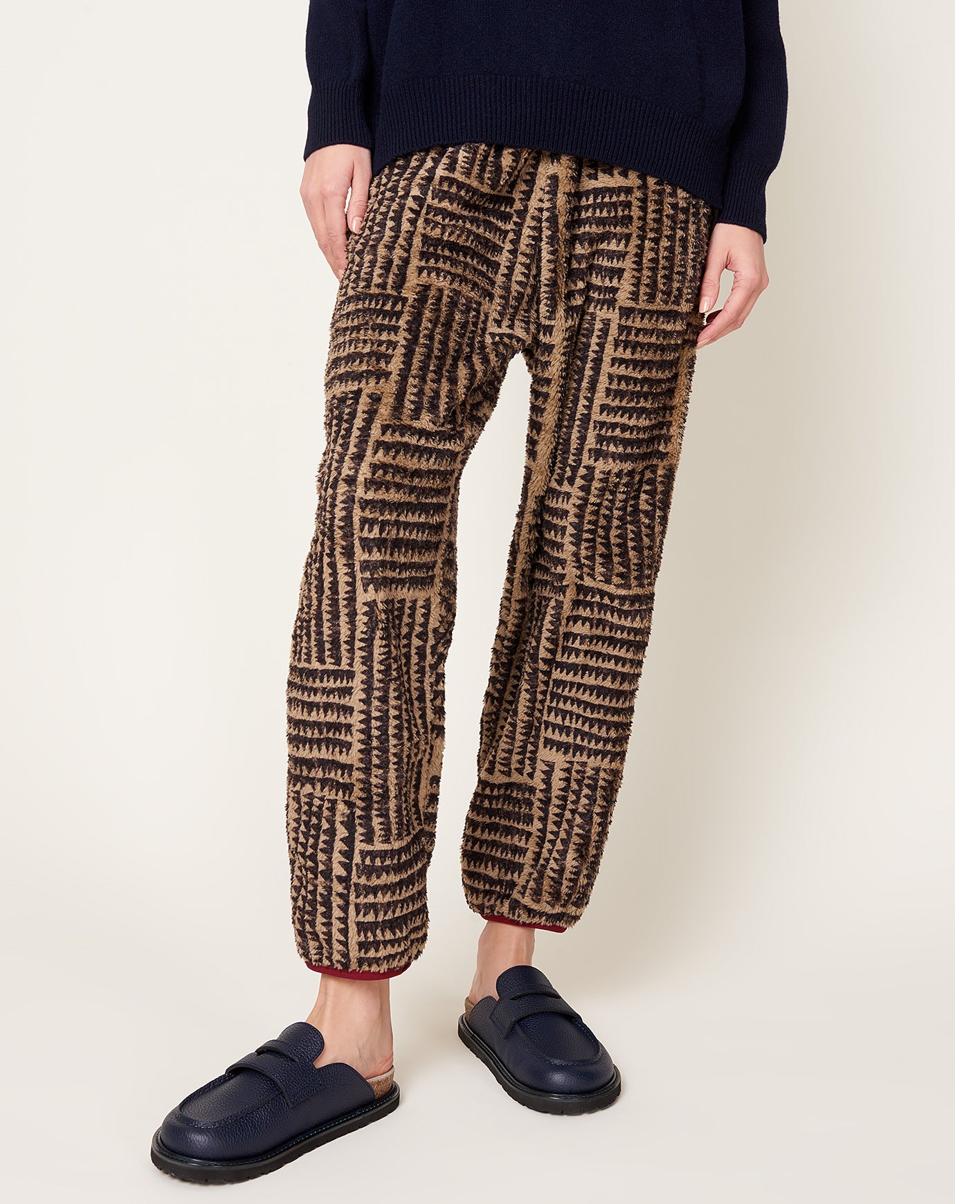 Kapital HACKSAW-BLOCK Fleece EASY Pants in Beige