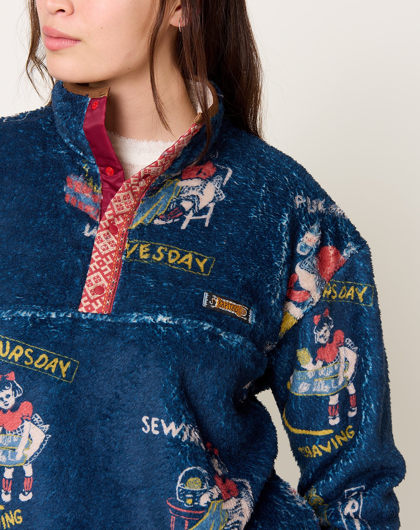 Kapital KOUNTRY CALENDAR Fleece Pullover in Navy