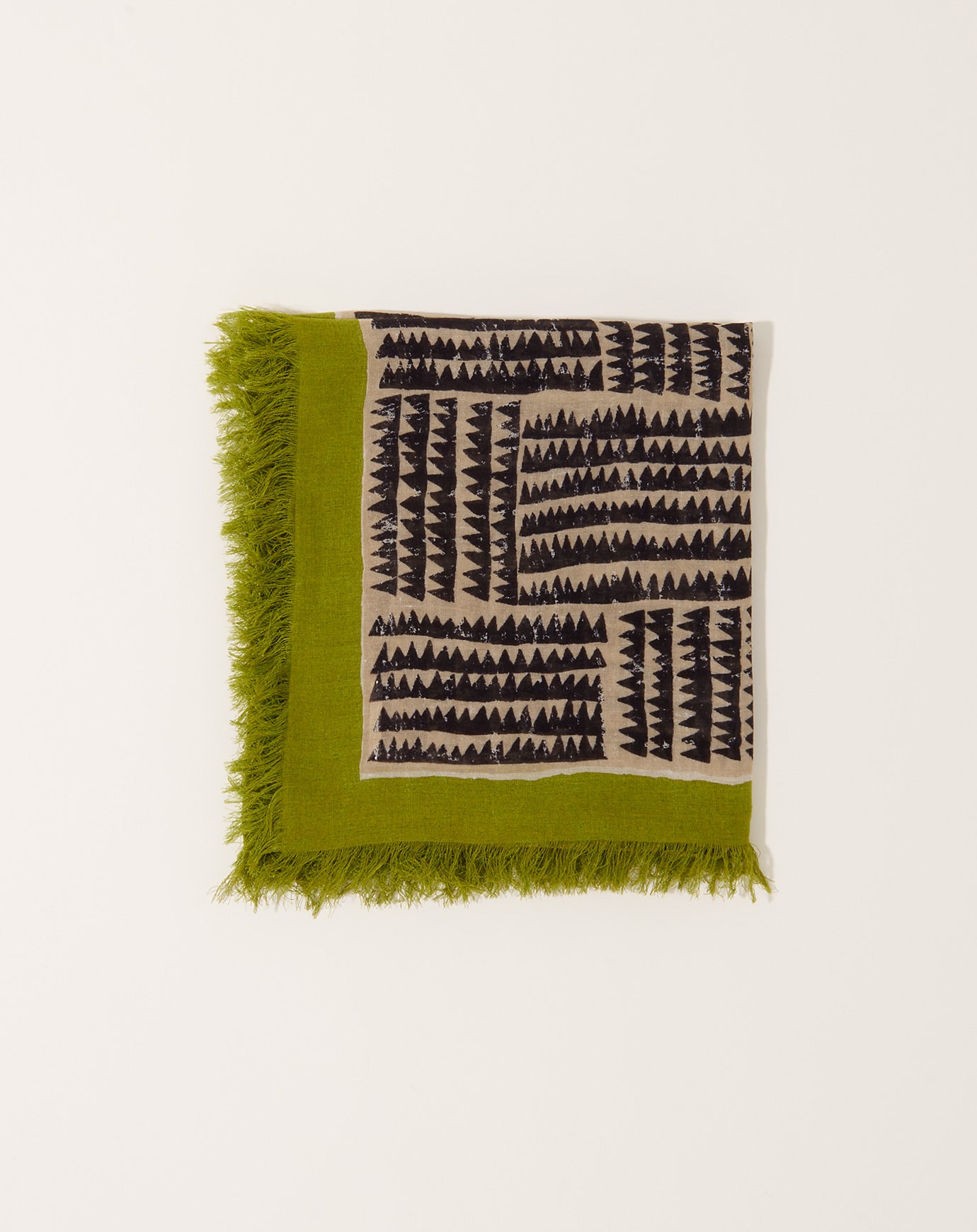 Kapital Rayon Fringe Stole (HACKSAW-BLOCK) in Light Green