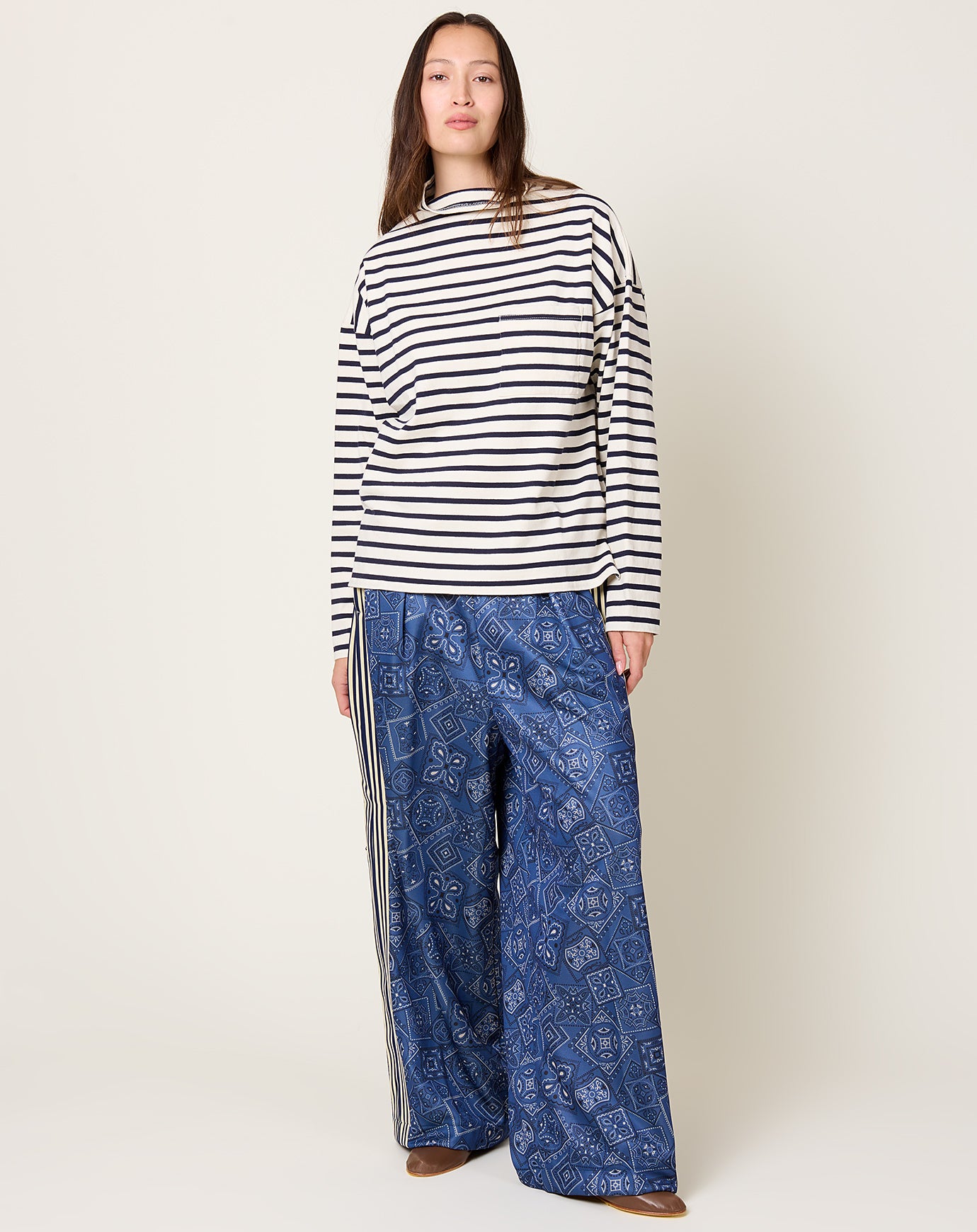 Kapital COOKIE Bandana Baggy Track Pants in Navy