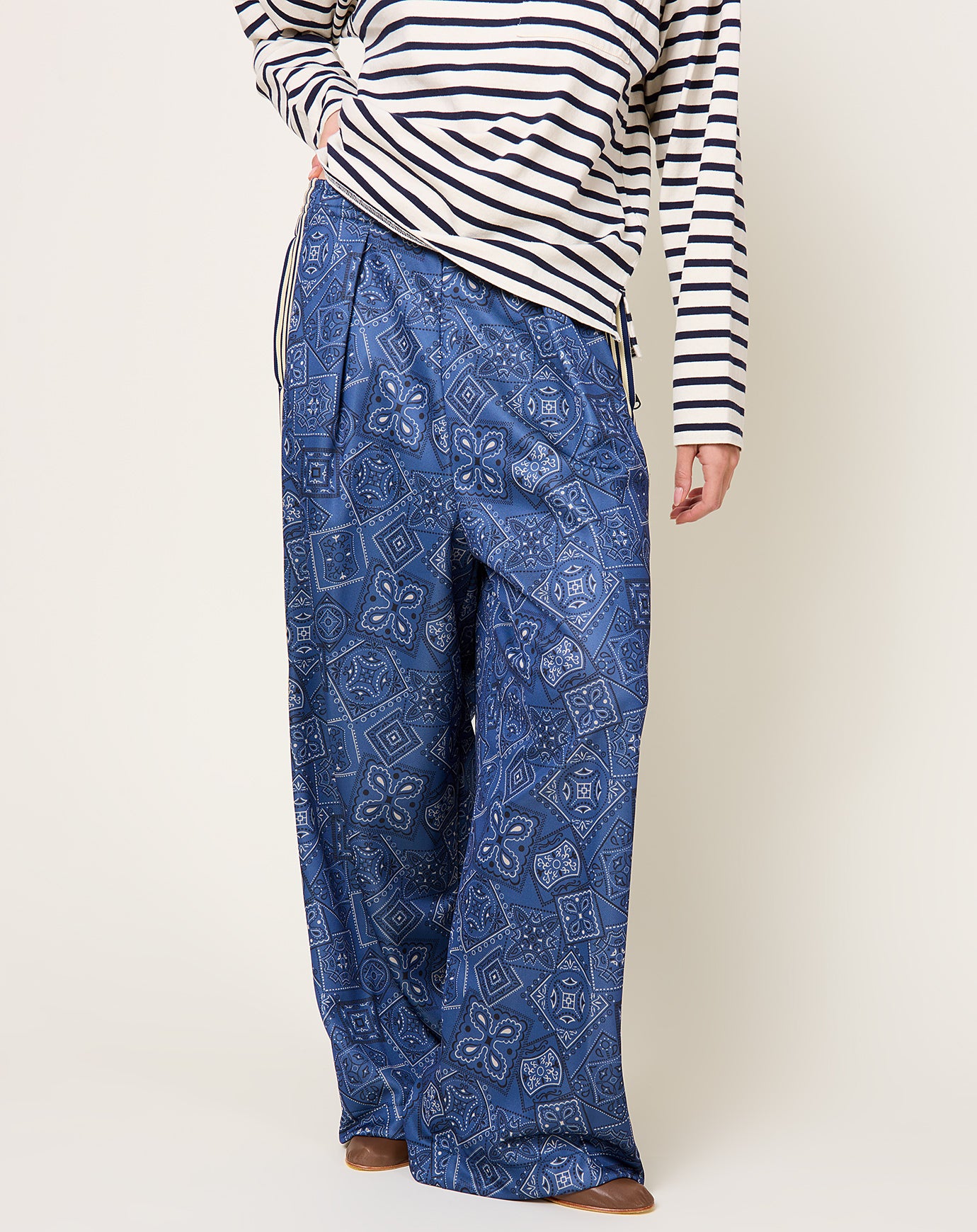 Kapital COOKIE Bandana Baggy Track Pants in Navy