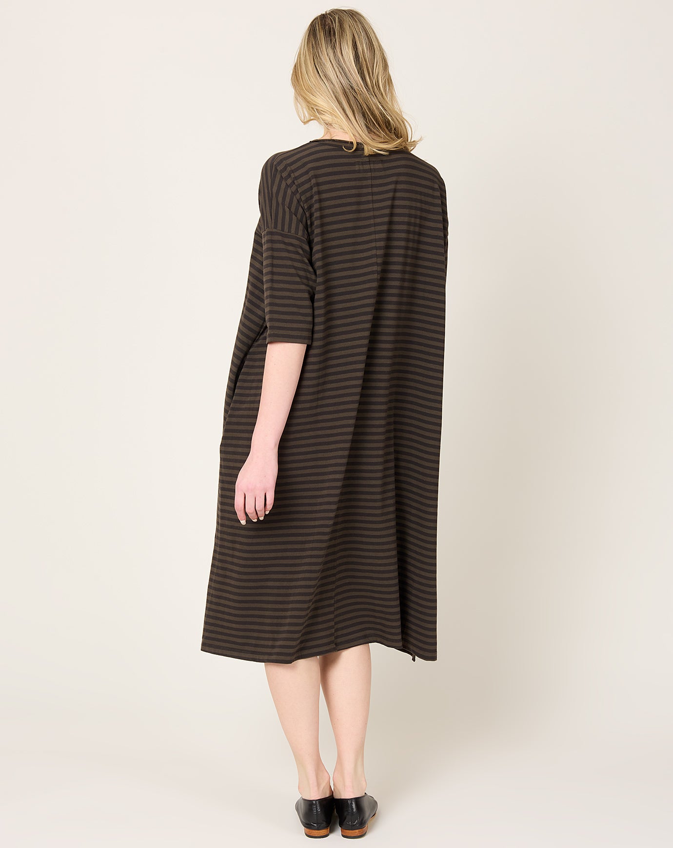 Labo.Art Striped Rame Dress in Maron