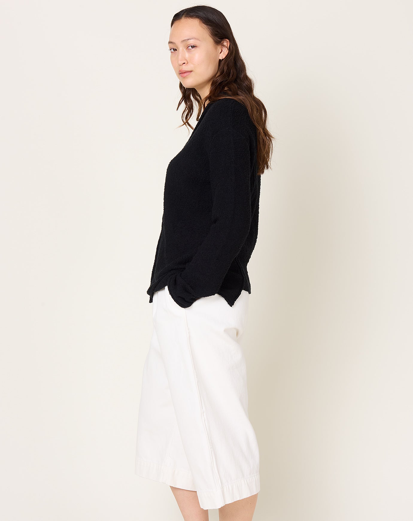 Lauren Manoogian Boucle V Neck in Black
