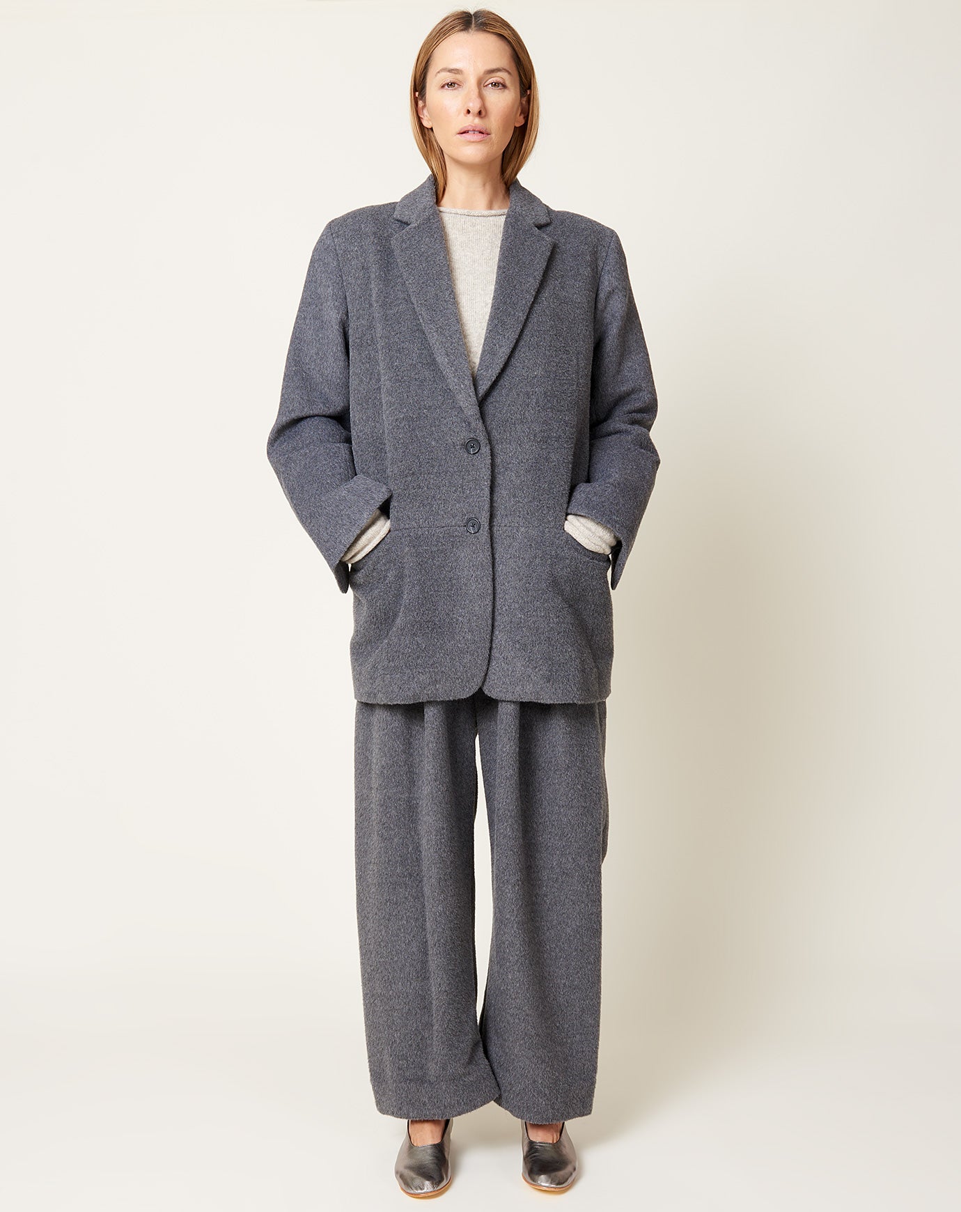 Lauren Manoogian Brushed Blazer in Charcoal