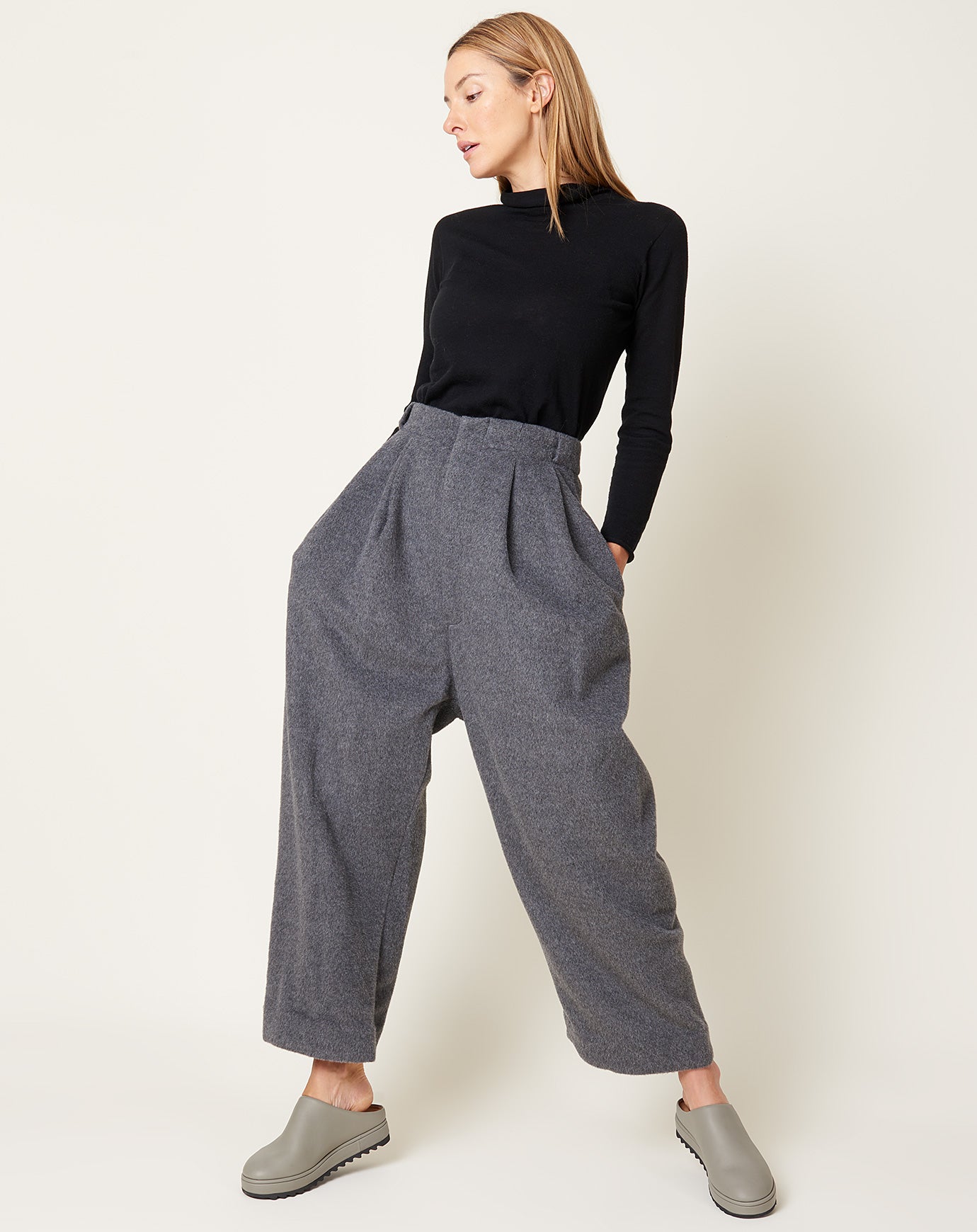 Lauren Manoogian Brushed Trouser in Charcoal