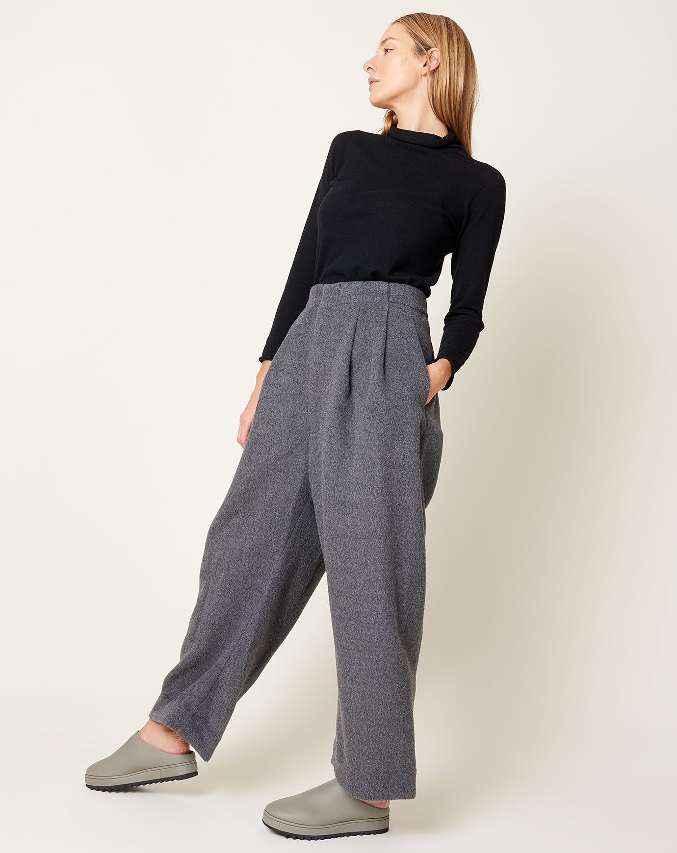 Lauren Manoogian Brushed Trouser in Charcoal