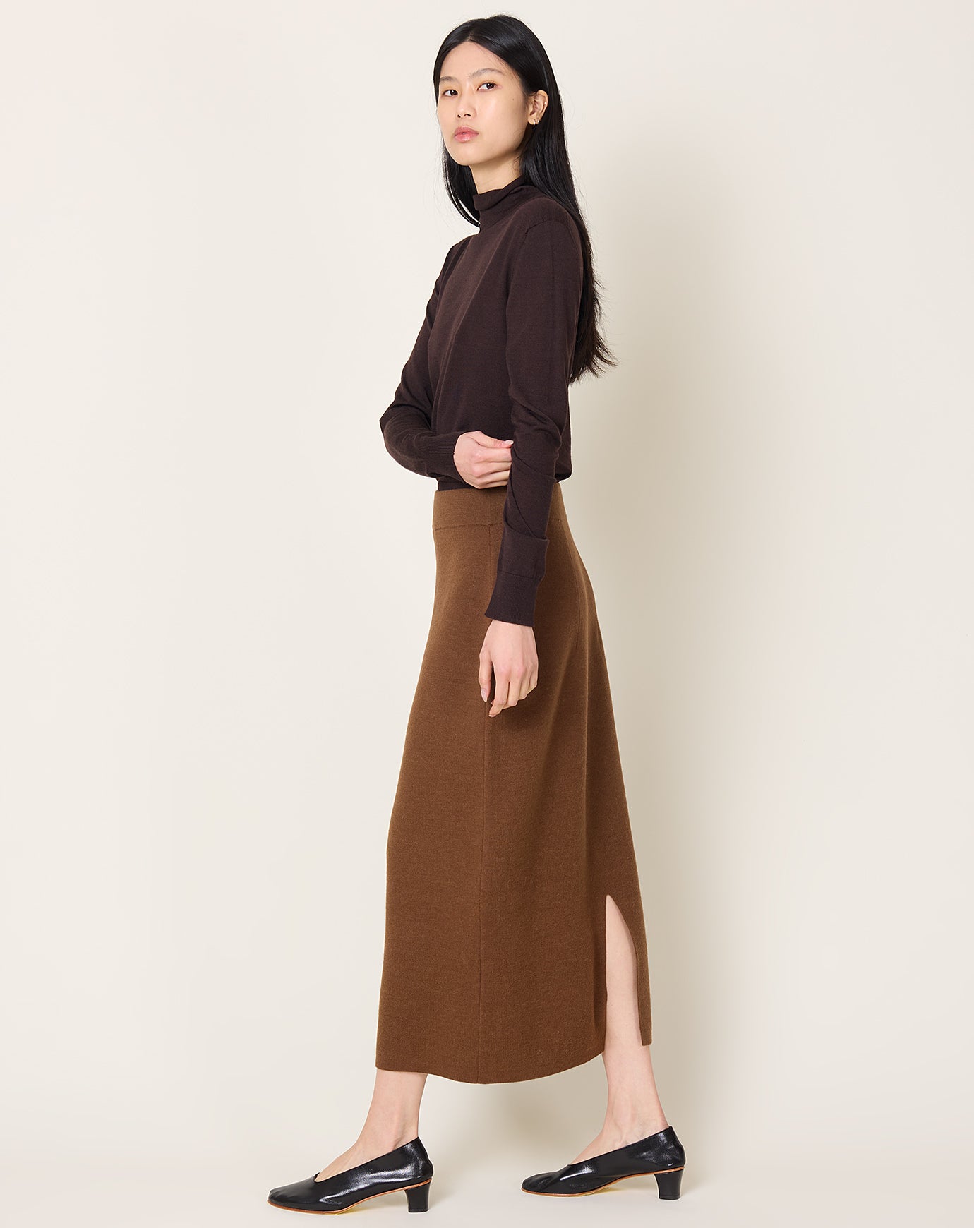 Lauren Manoogian Double Knit Hip Skirt in Rust
