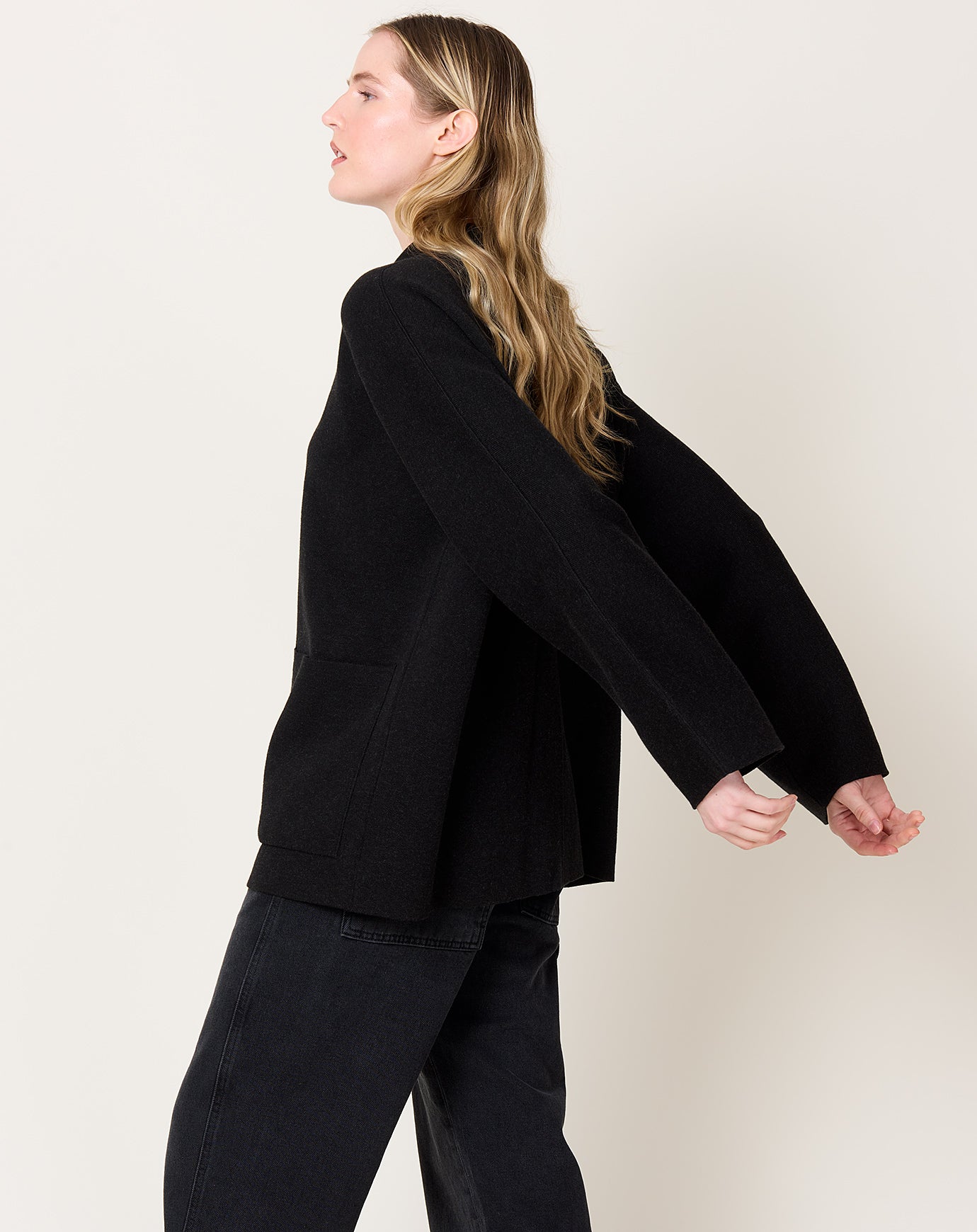 Lauren Manoogian Double Knit Jacket in Black Melange