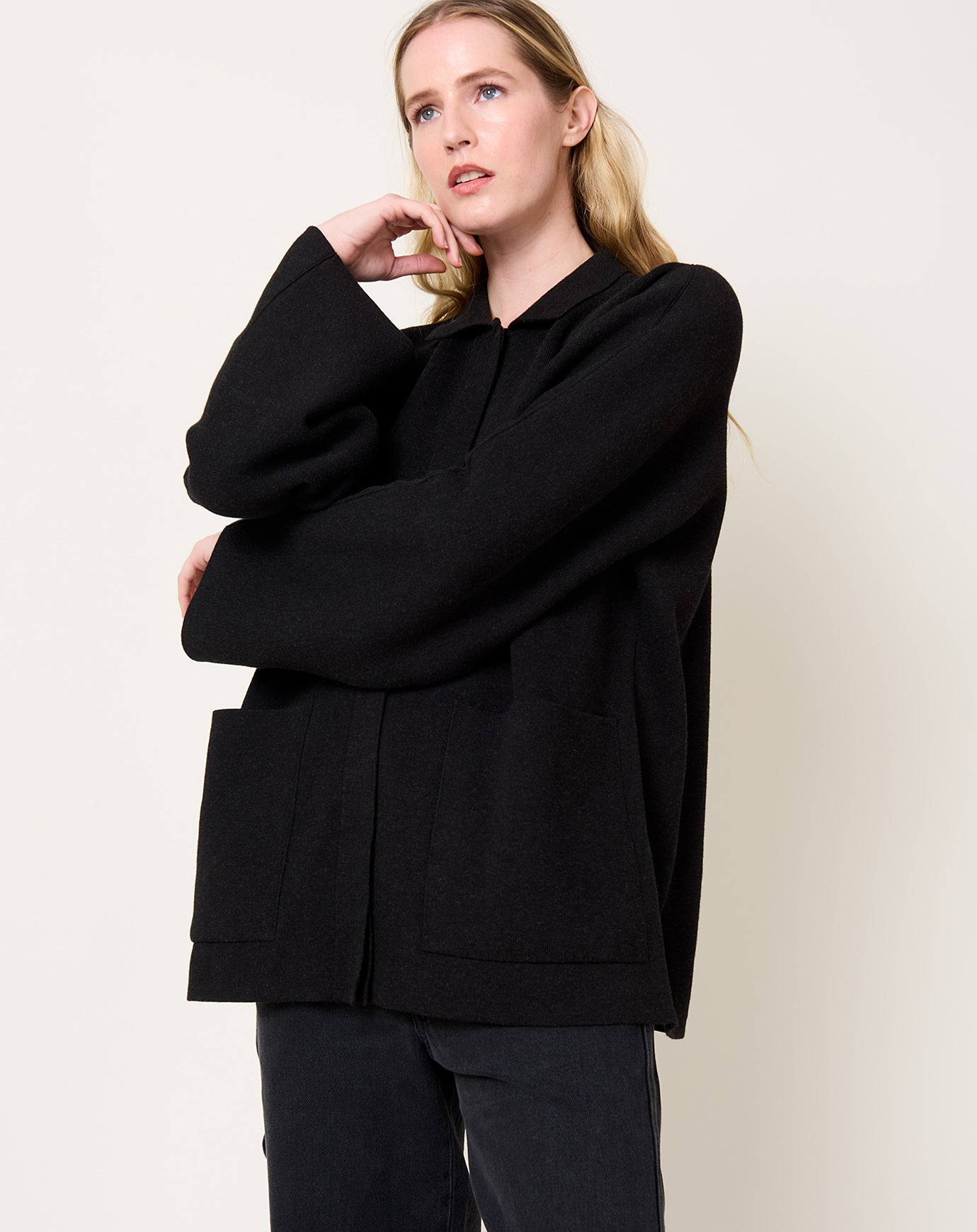 Lauren Manoogian Double Knit Jacket in Black Melange