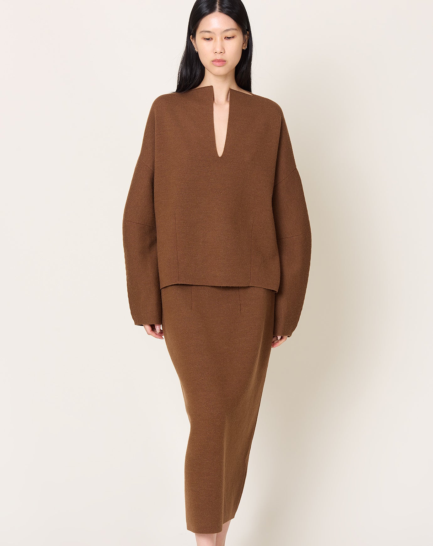 Lauren Manoogian Double Knit Split Neck in Rust