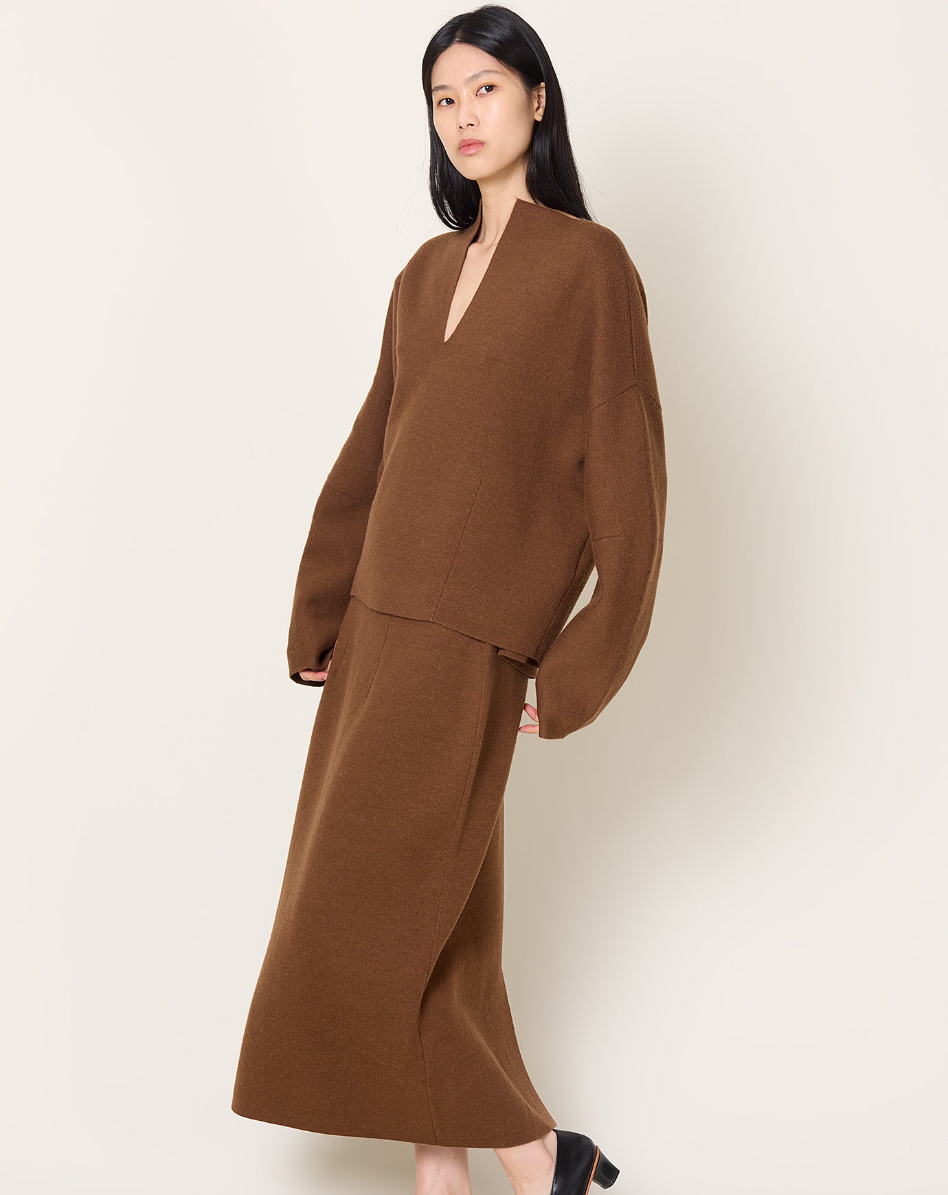 Lauren Manoogian Double Knit Split Neck in Rust