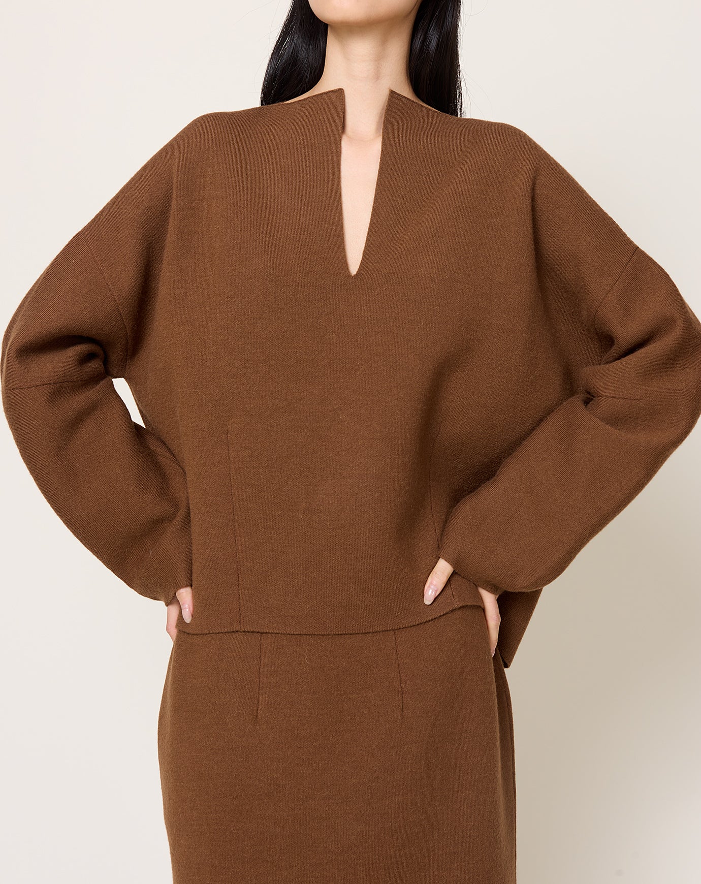 Lauren Manoogian Double Knit Split Neck in Rust