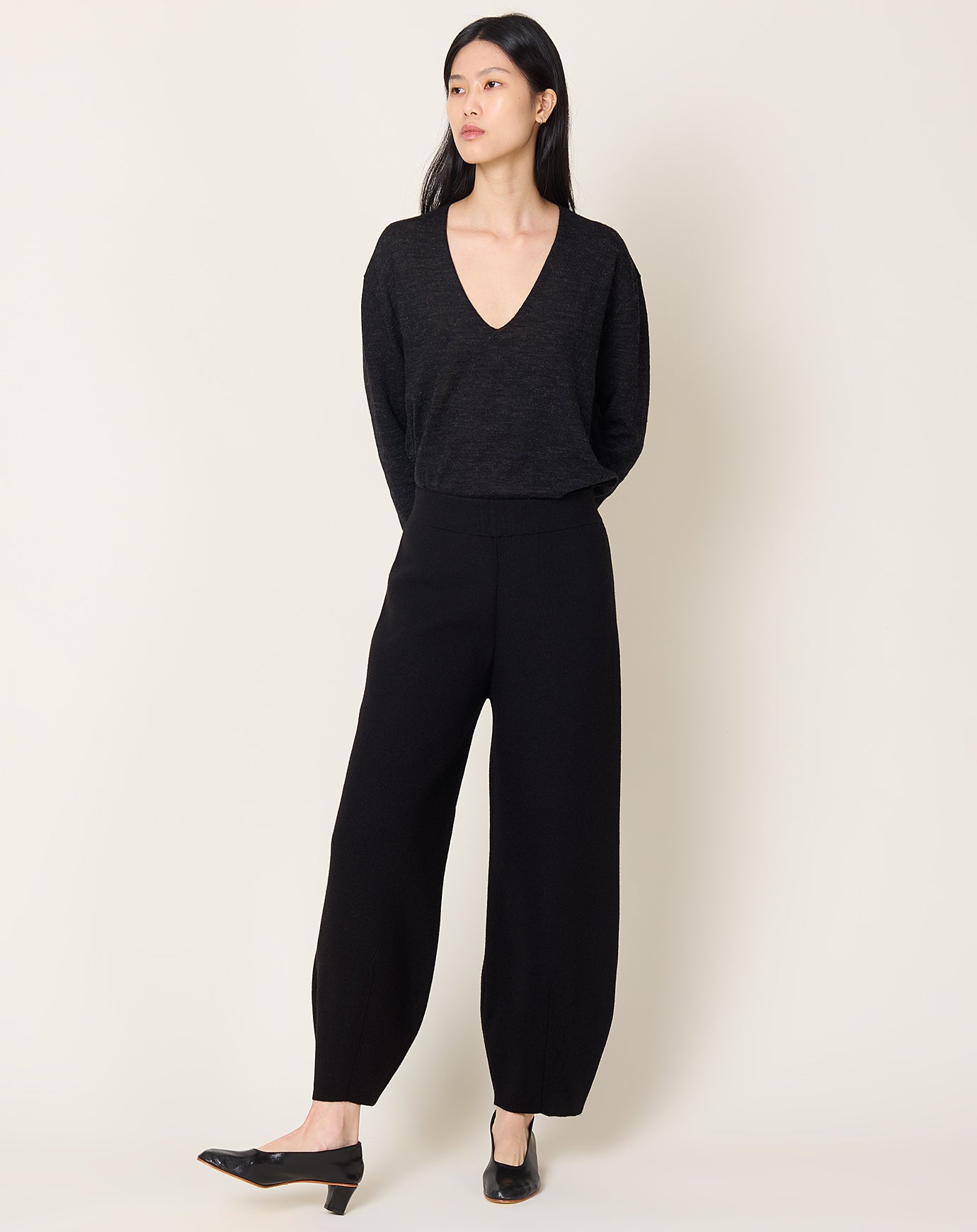 Lauren Manoogian Double Knit Taper Pants in Black