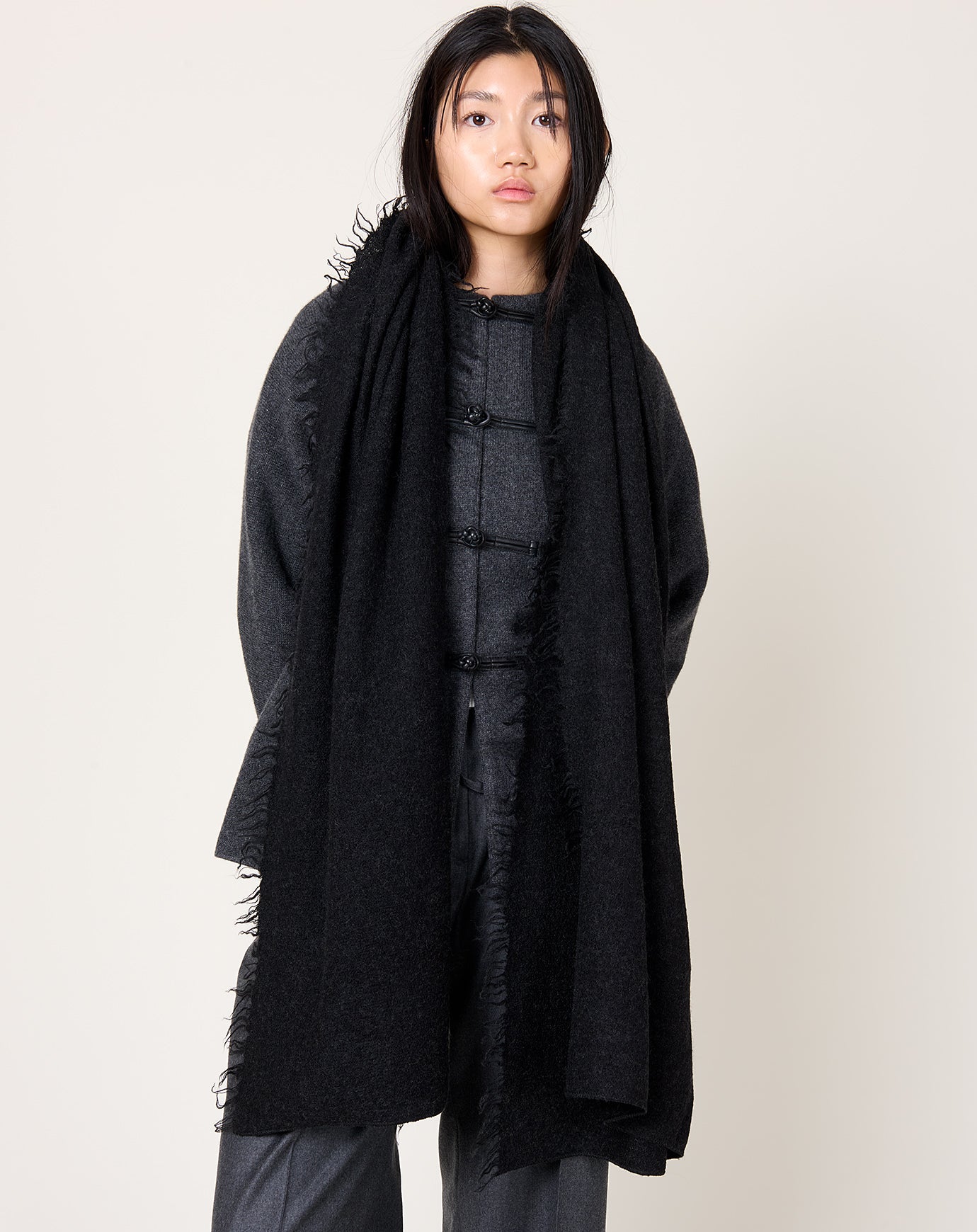 Lauren Manoogian Felt Fringe Scarf in Black