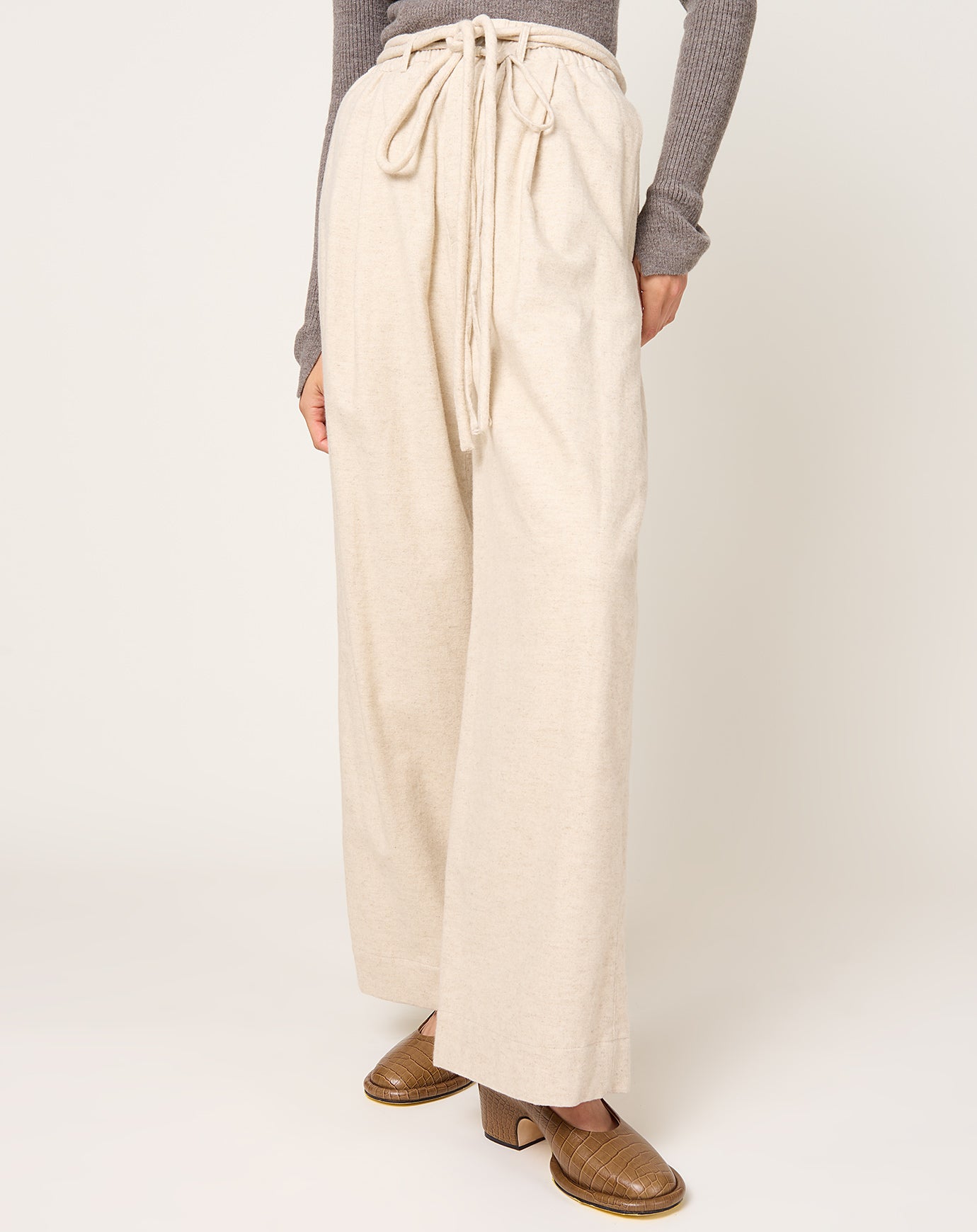Lauren Manoogian Flannel Lace Trouser in Ecru