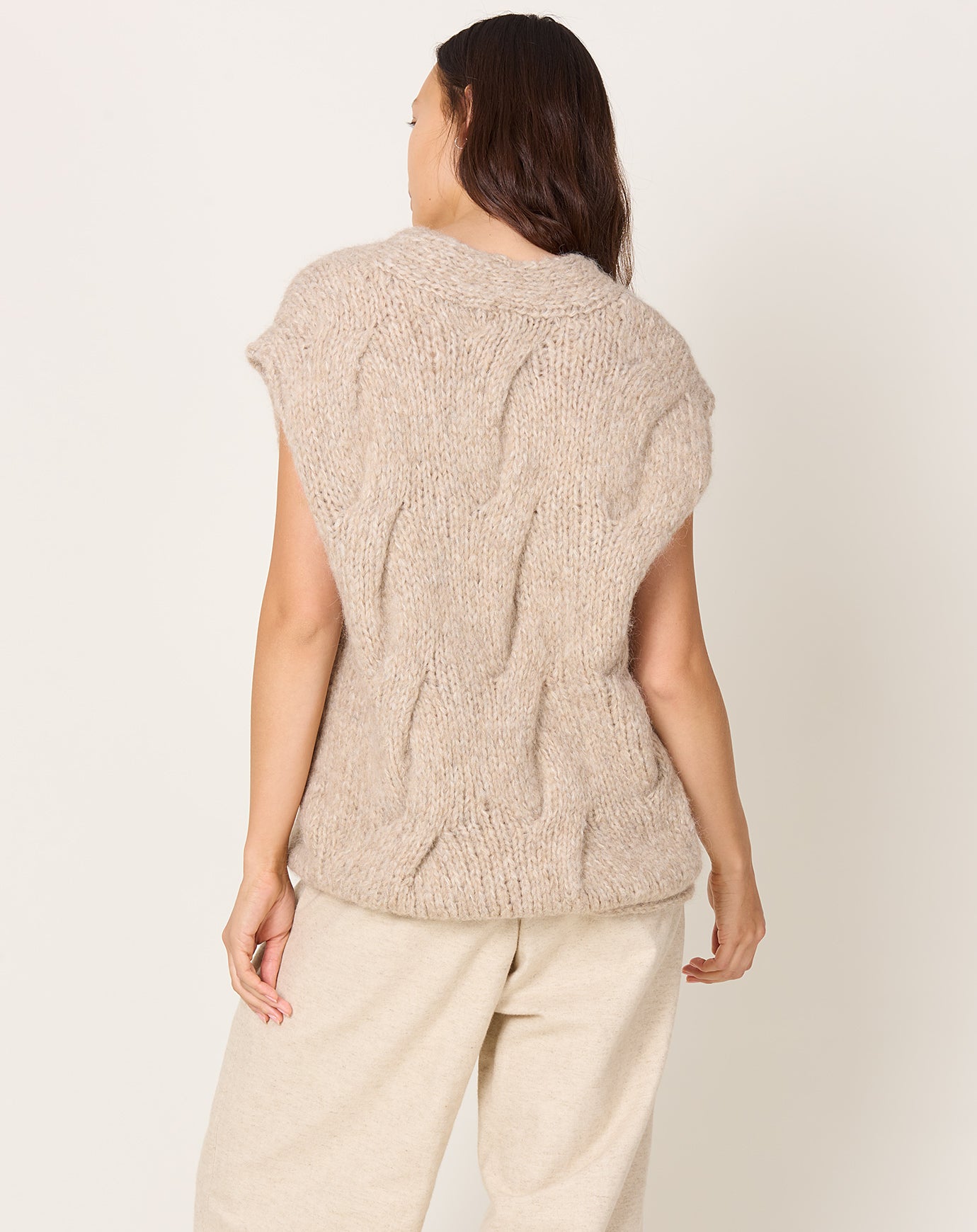 Lauren Manoogian Handknit Cable Vest in Husk