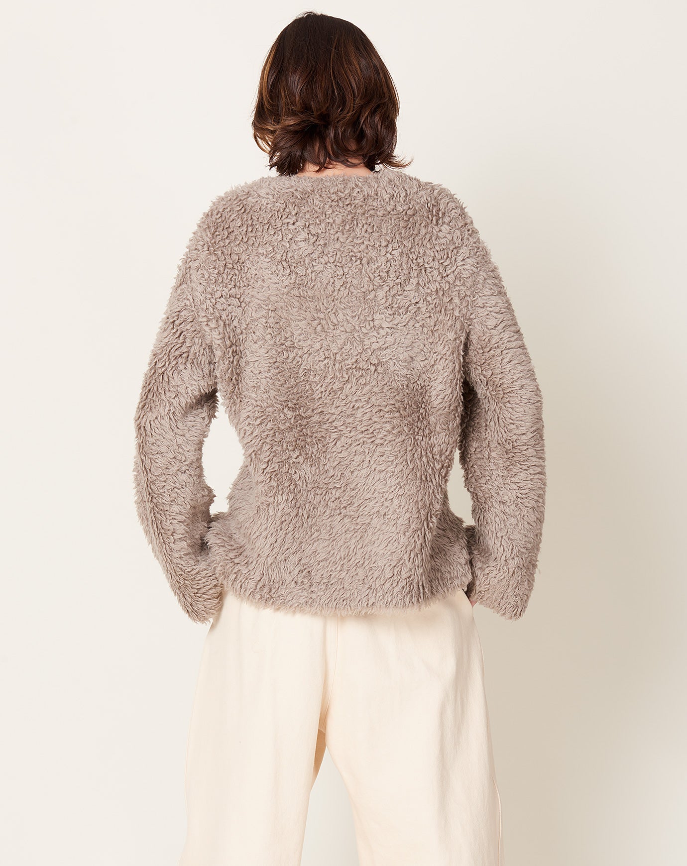 Lauren Manoogian Handknit Fur Crewneck in Taupe