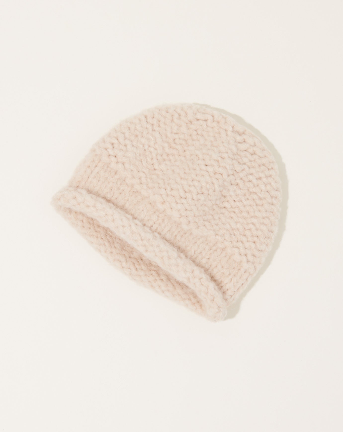 Lauren Manoogian Handknit Purl Roll Hat in Alabaster