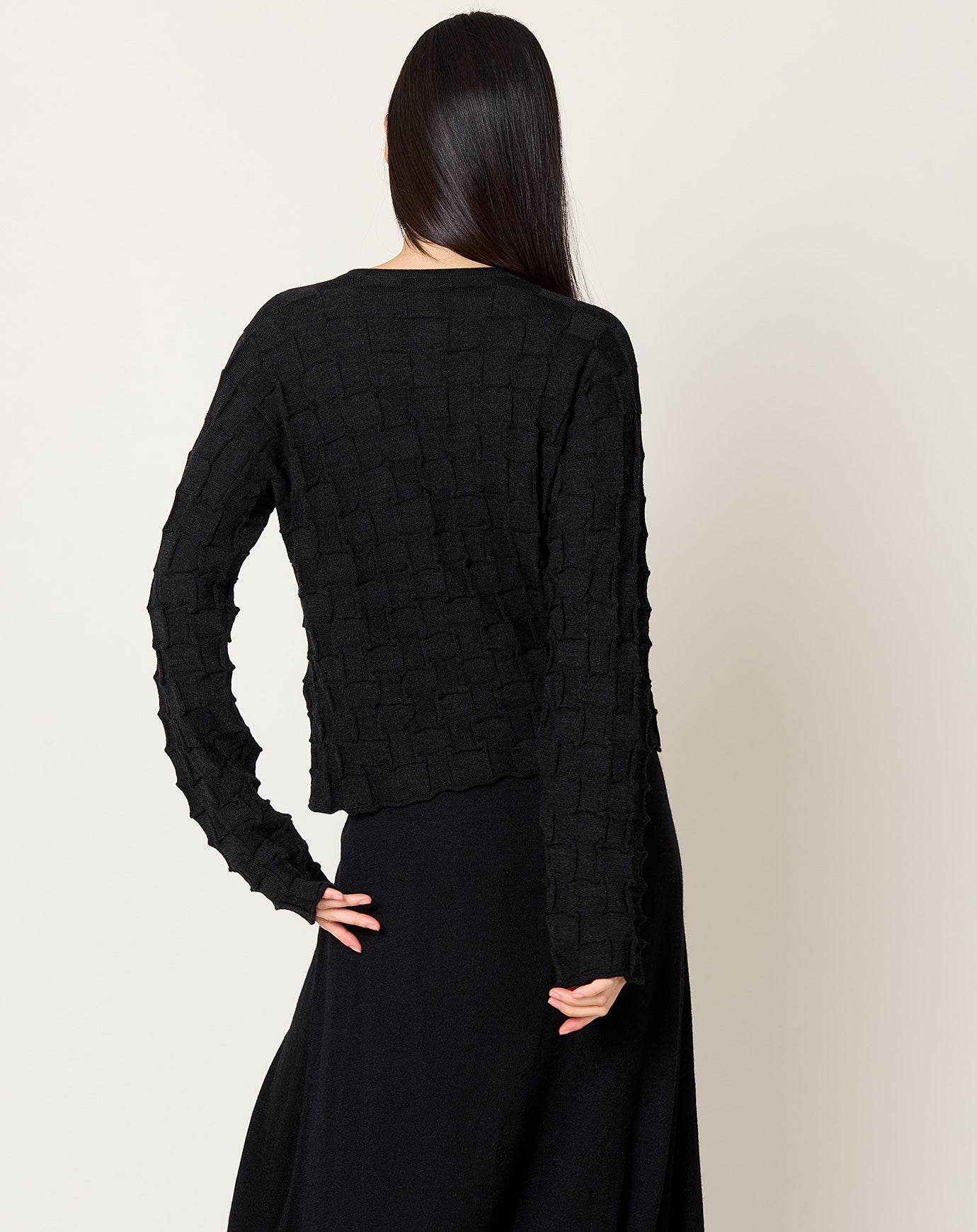 Lauren Manoogian Inlay Cardigan in Black Melange