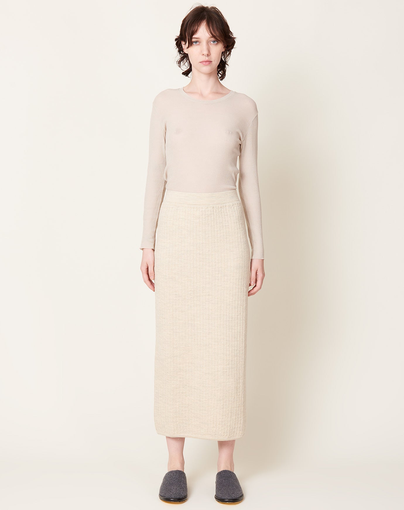 Lauren Manoogian Line Quilt Skirt in Ecru