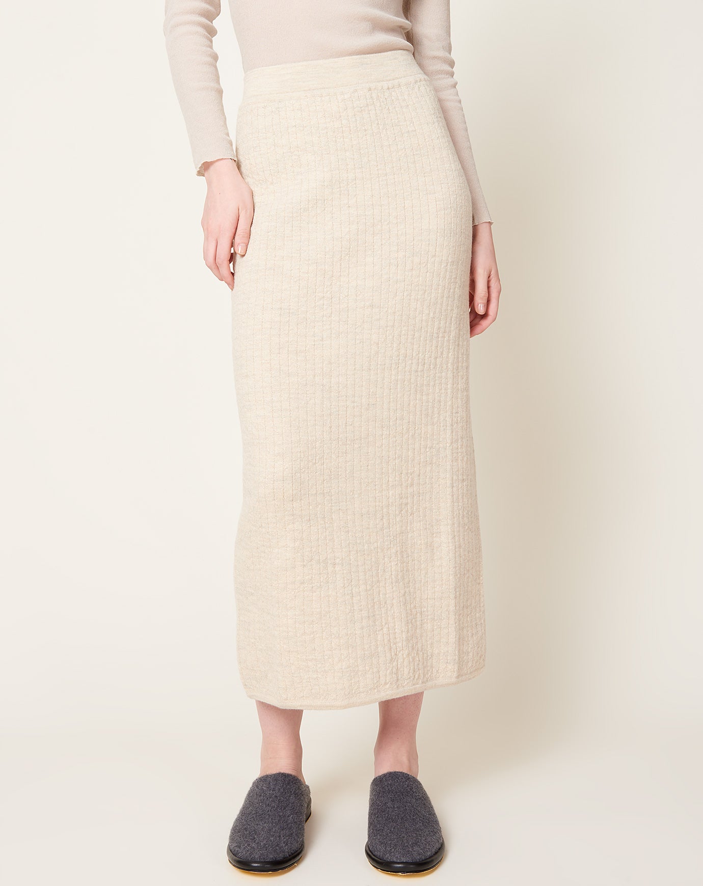 Lauren Manoogian Line Quilt Skirt in Ecru