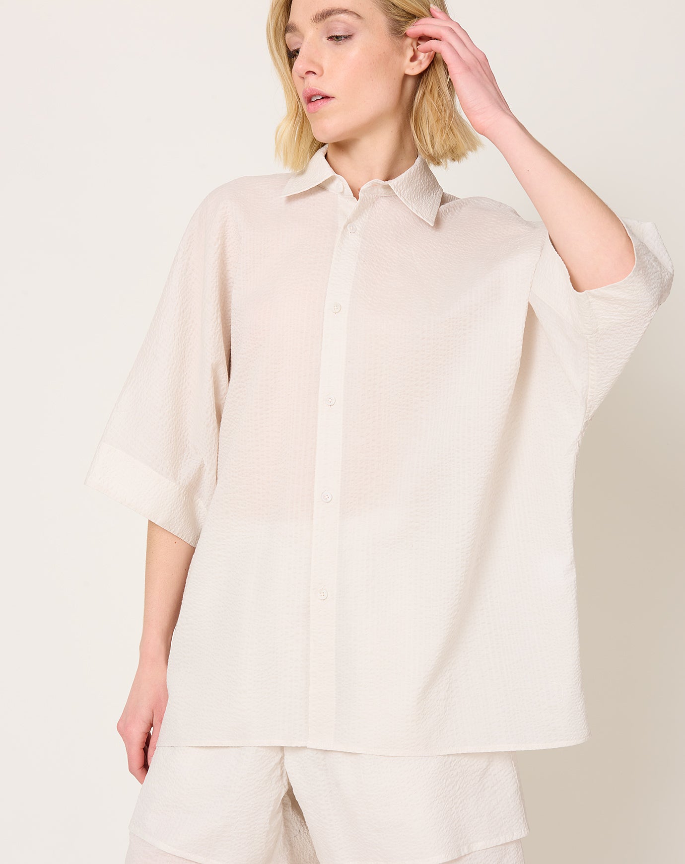 Lauren Manoogian Pebbled Shirt in Plaster