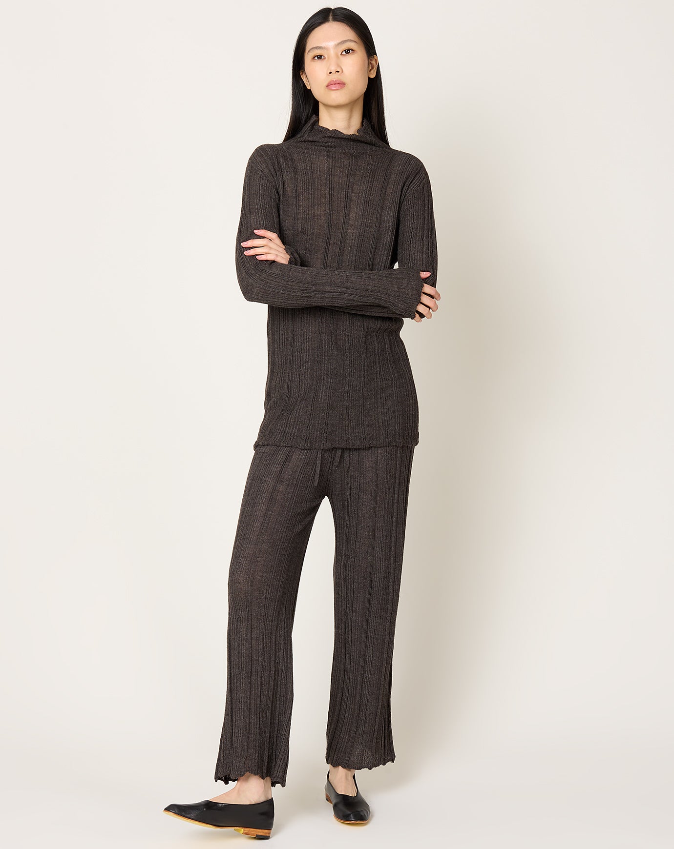 Lauren Manoogian Plisse Mockneck in Blackened