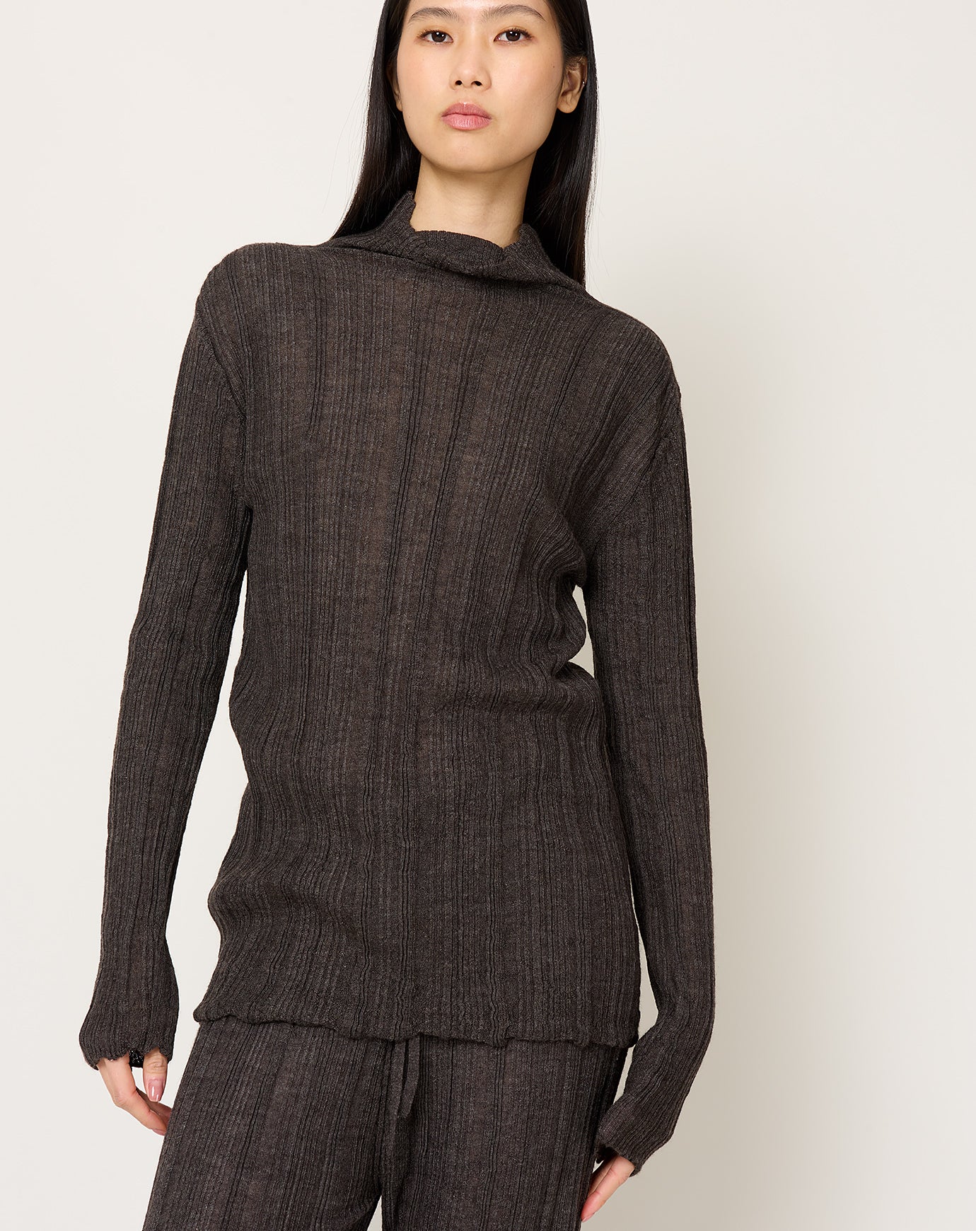 Lauren Manoogian Plisse Mockneck in Blackened