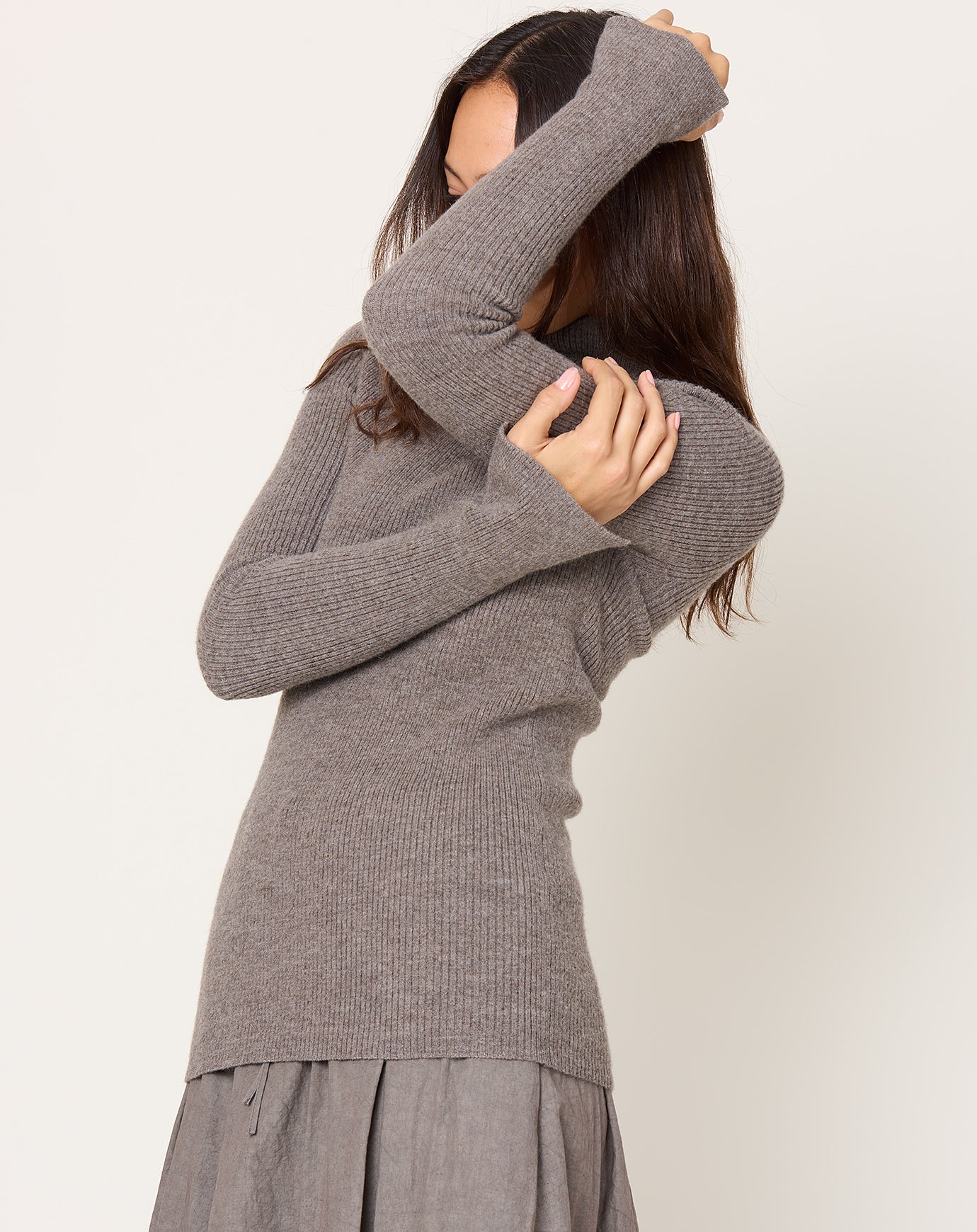 Lauren Manoogian Rib Split Turtleneck in CInder