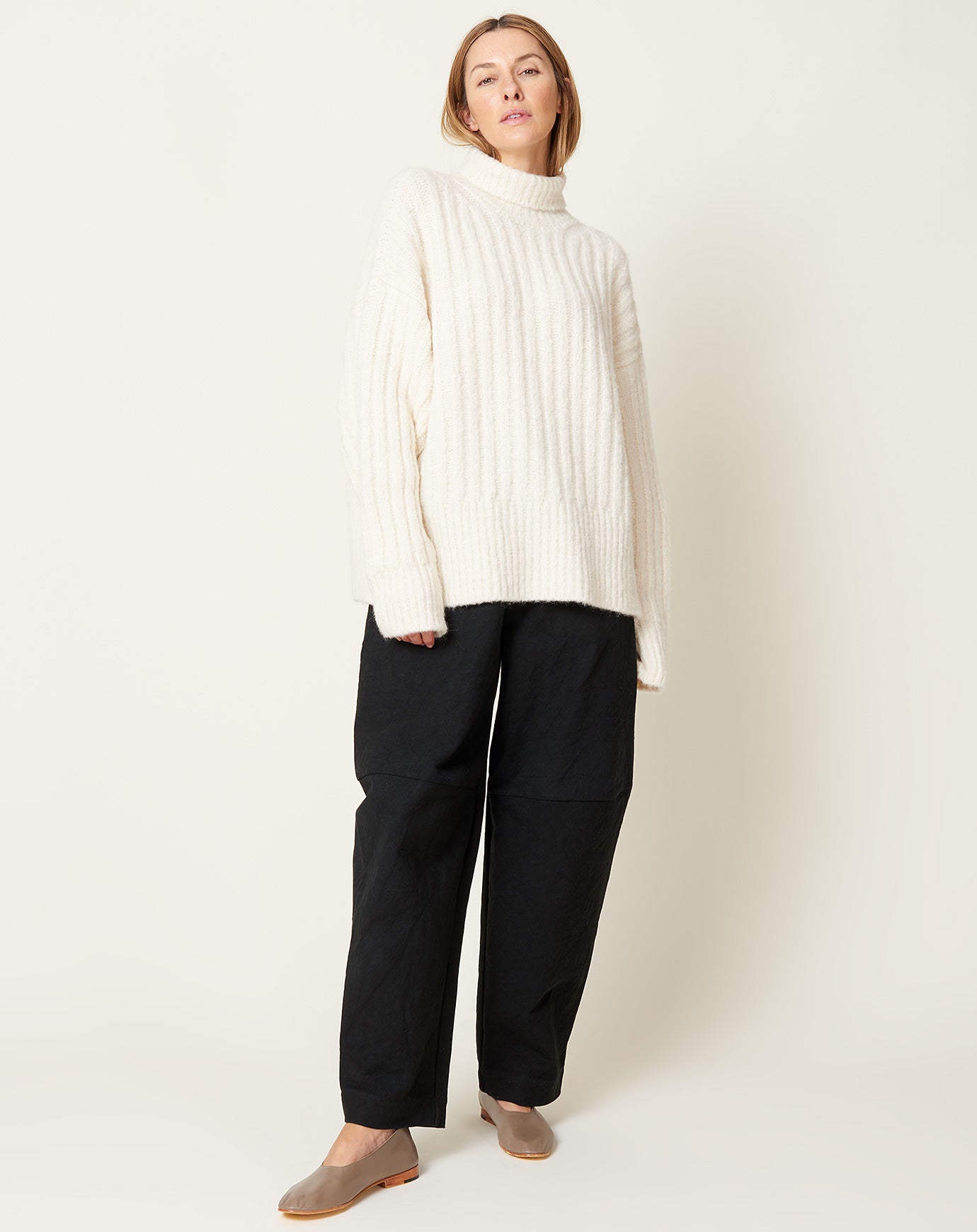 Lauren Manoogian Rib Turtleneck in Raw White