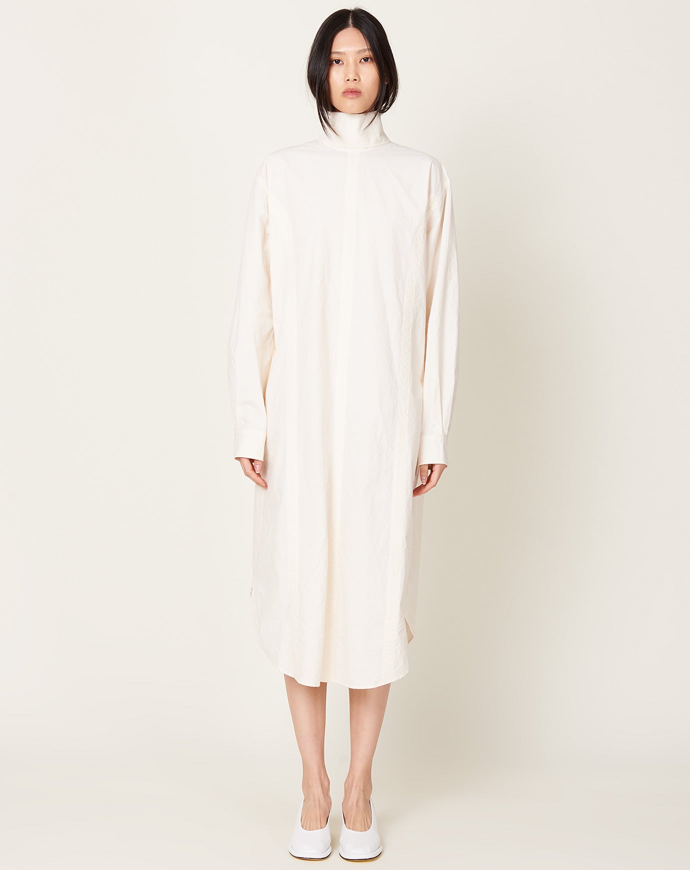 Lauren Manoogian Soft Collar Shirt Dress in Ivory