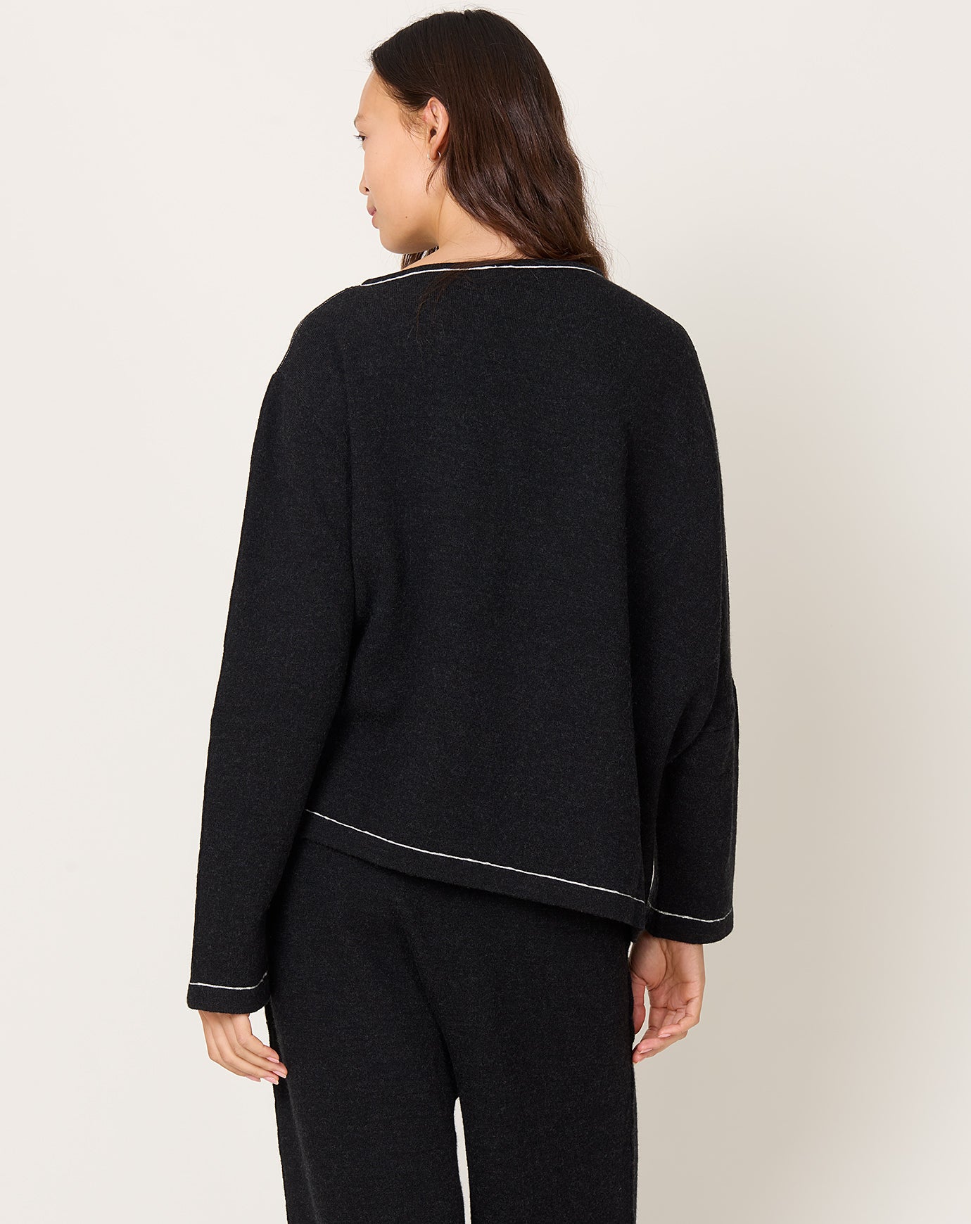Lauren Manoogian Stitch Button Pullover in Black Melange