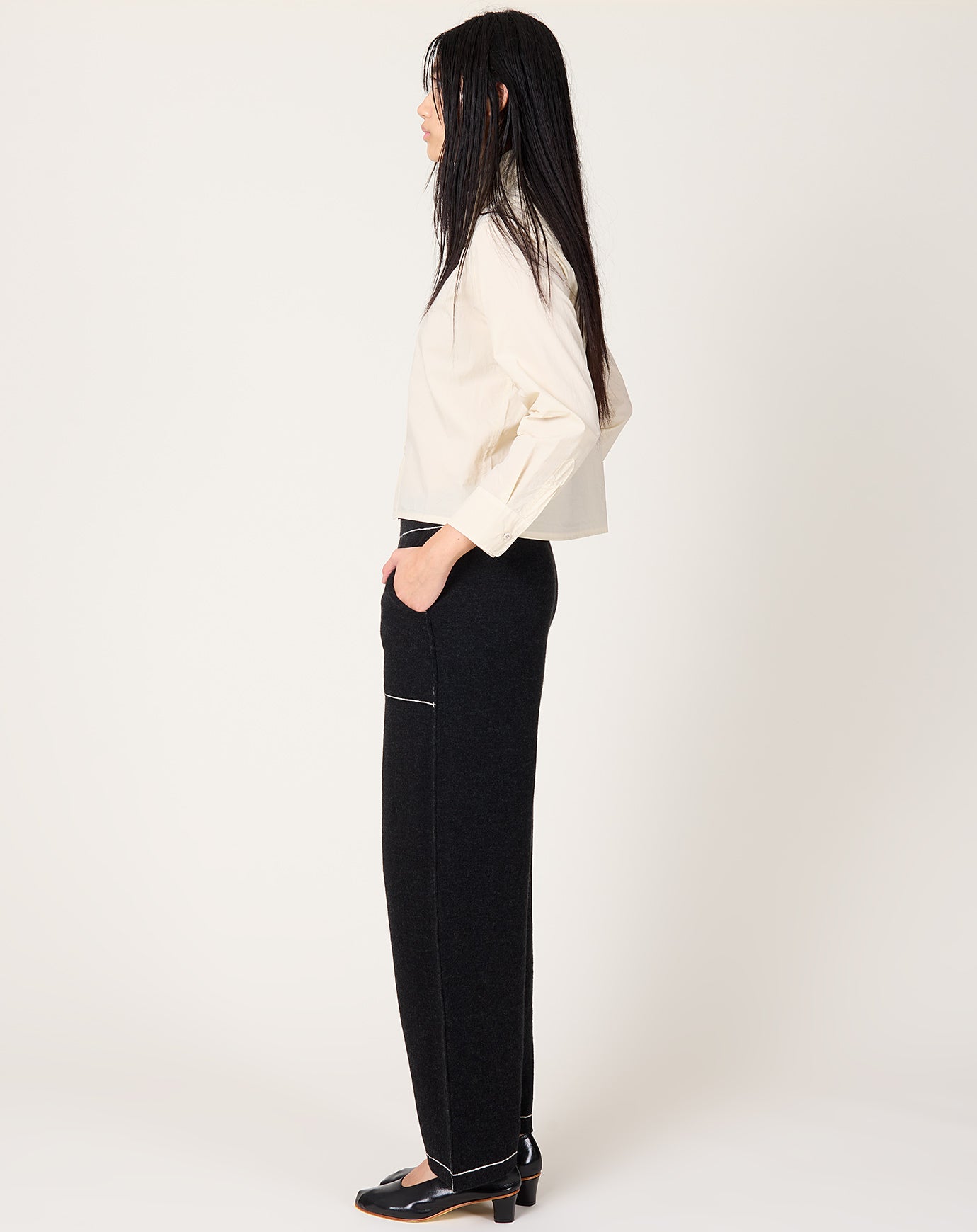 Lauren Manoogian Stitch Trouser in Black Melange