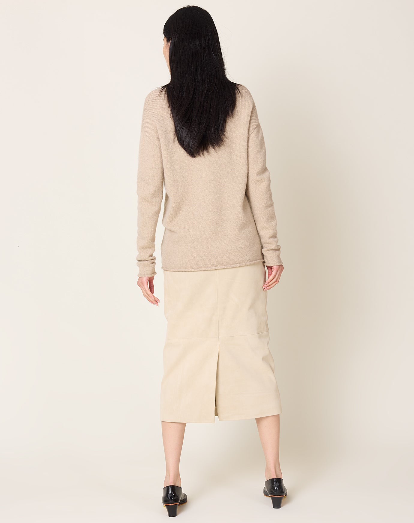 Lauren Manoogian Suede Skirt in Ecru