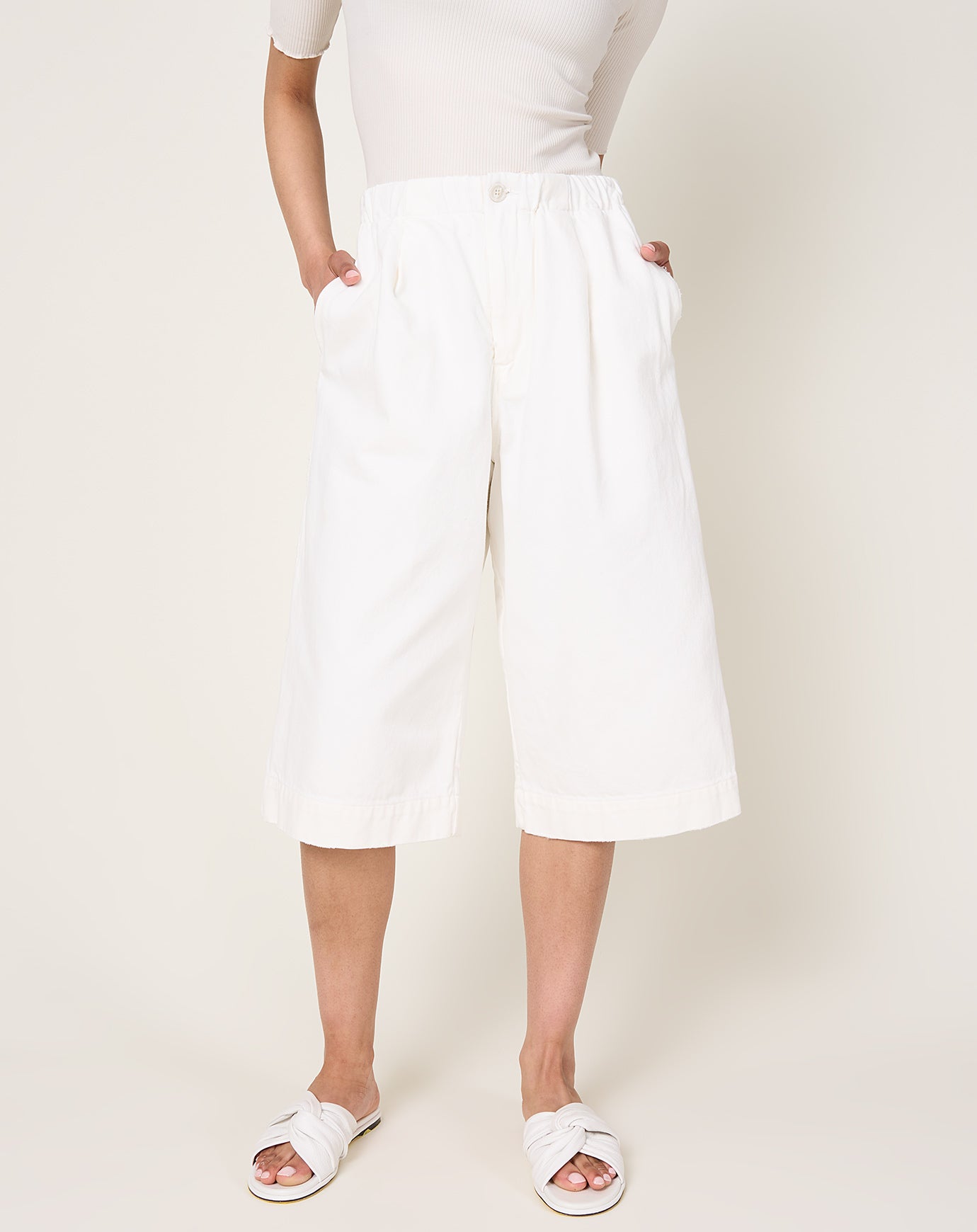 Lauren Manoogian Washed Crop Trouser in White