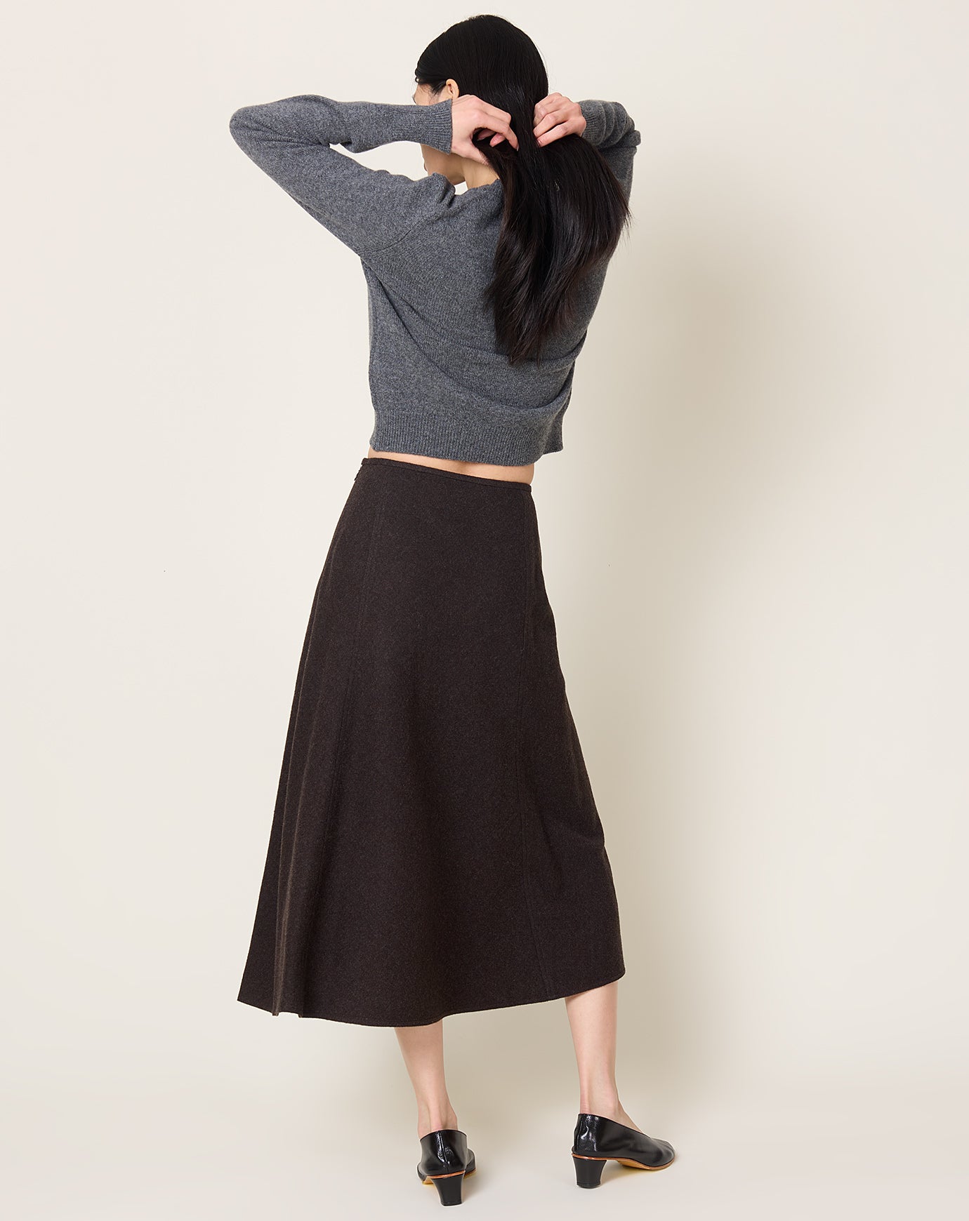Le17septembre Fluid Asymmetric Wool Skirt in Brown