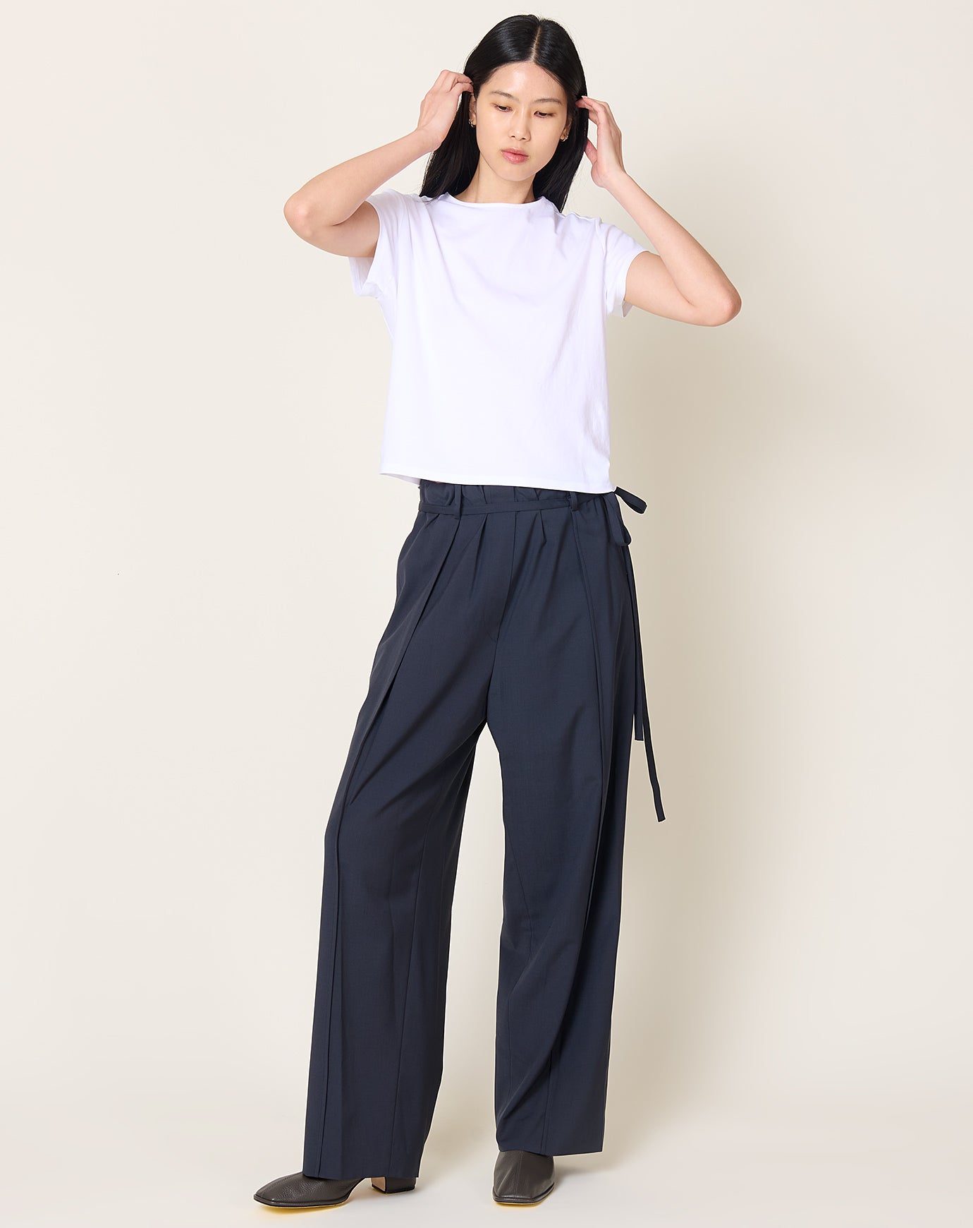 Le17septembre Straight Wool Trousers in Navy