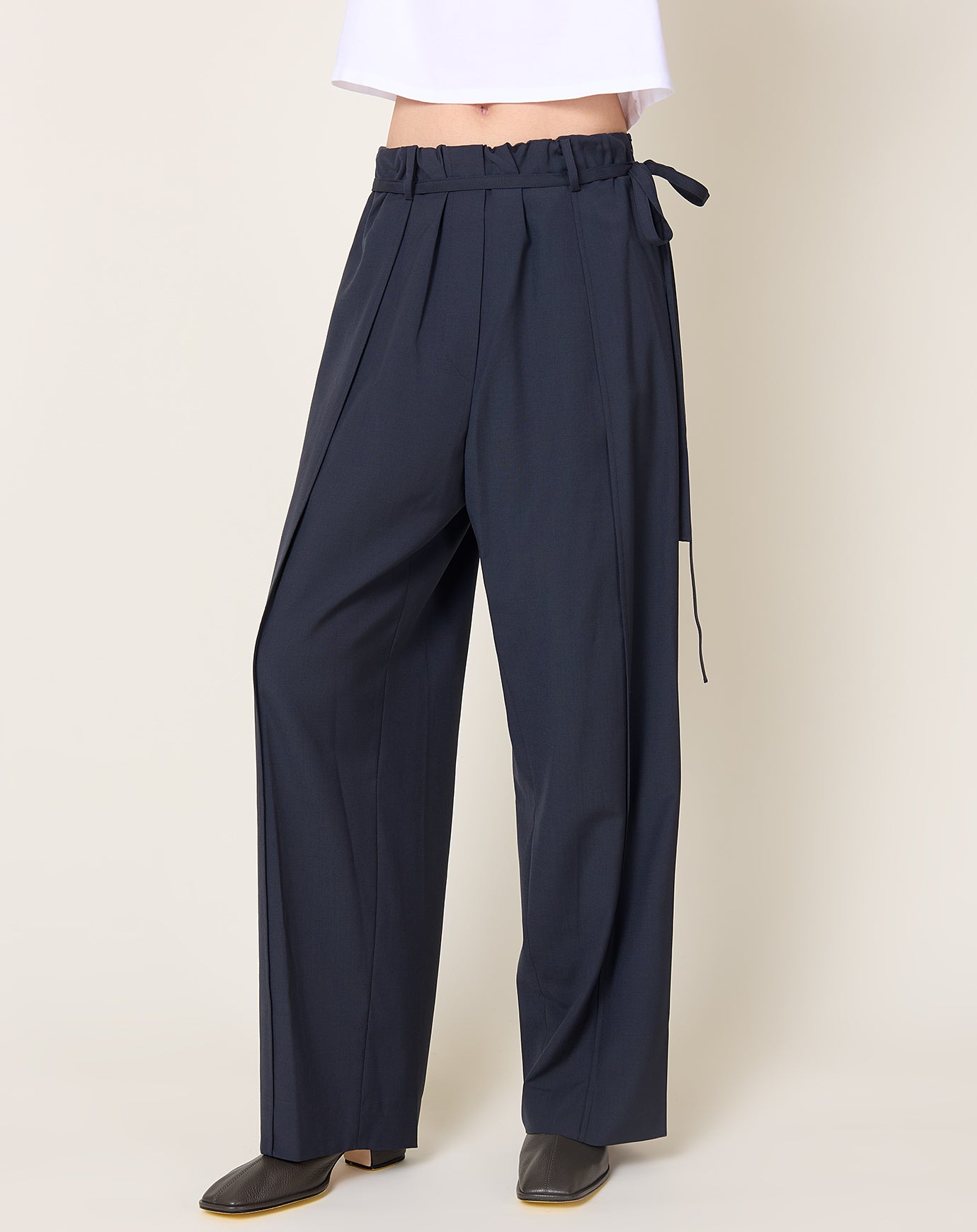 Le17septembre Straight Wool Trousers in Navy