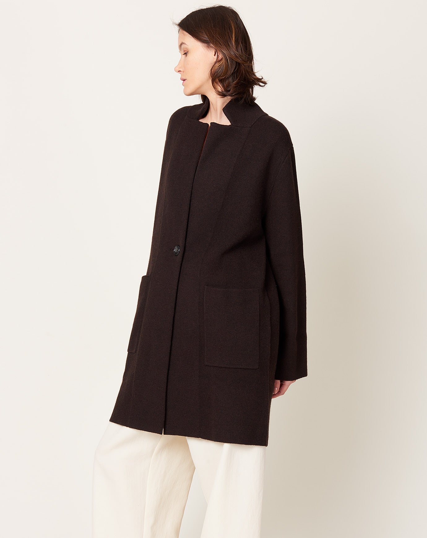 Lisa Yang Anni Cardigan Coat in Dark Oak