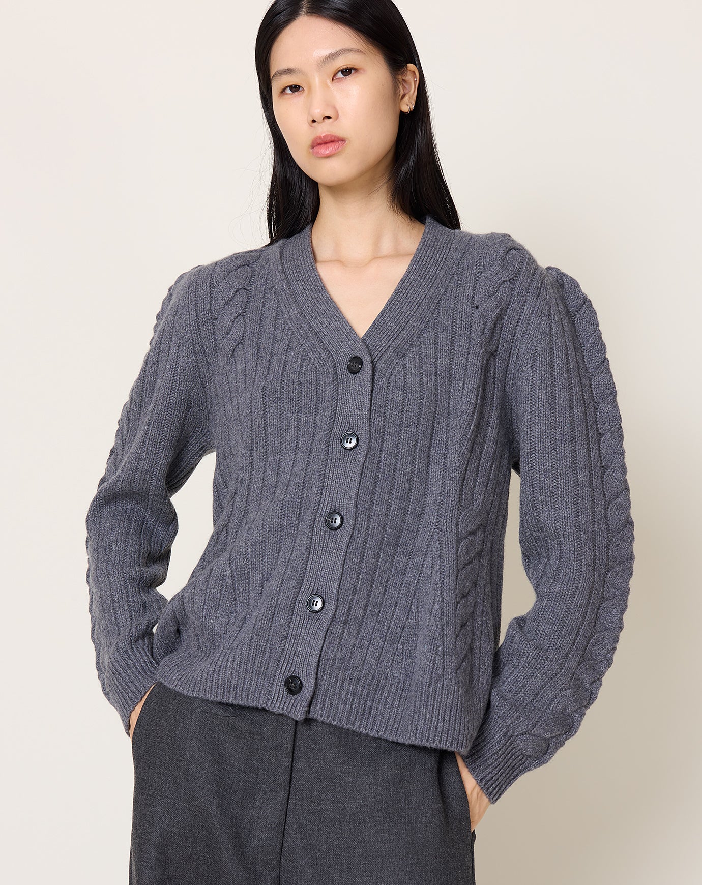 Lisa Yang Leire Cardigan in Graphite